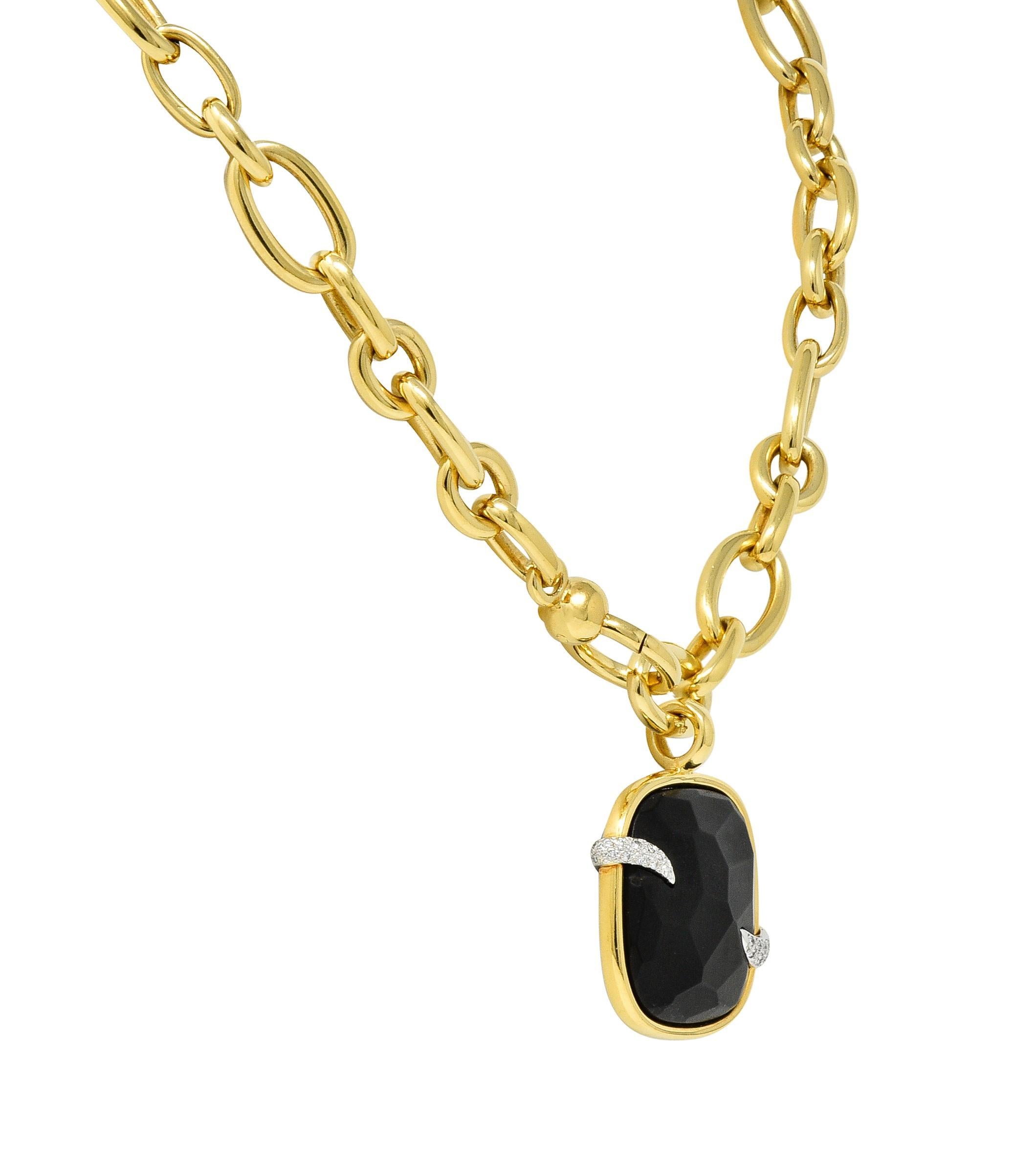 Pomellato French 1980's Diamond Jet 18 Karat Gold Victoria Pendant Necklace 1