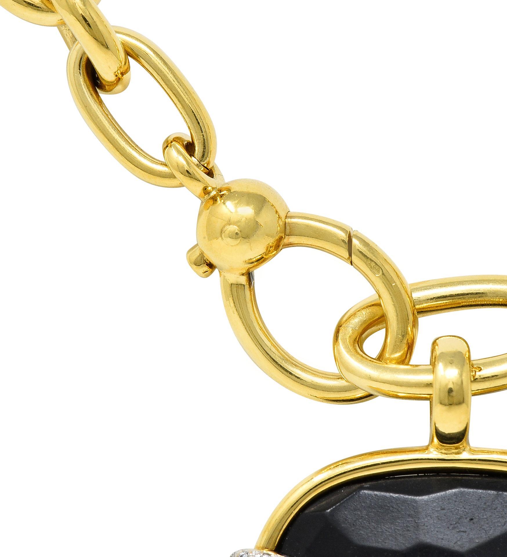 Pomellato French 1980's Diamond Jet 18 Karat Gold Victoria Pendant Necklace 5