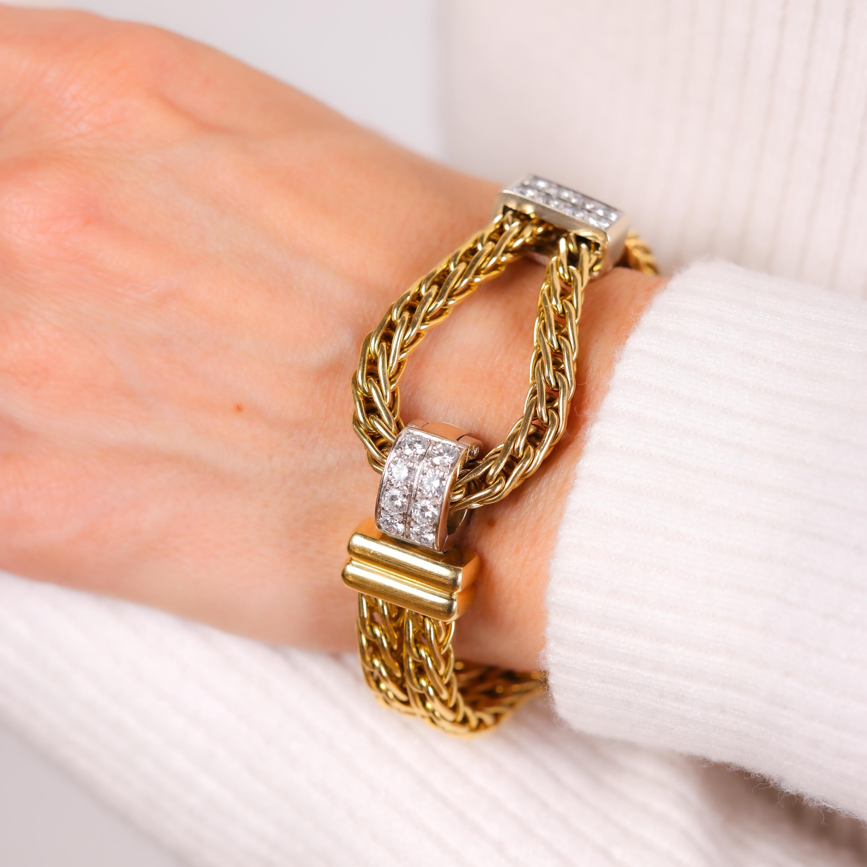 Pomellato French diamond 18k Gelb- und Weißgold Seilarmband (Moderne)