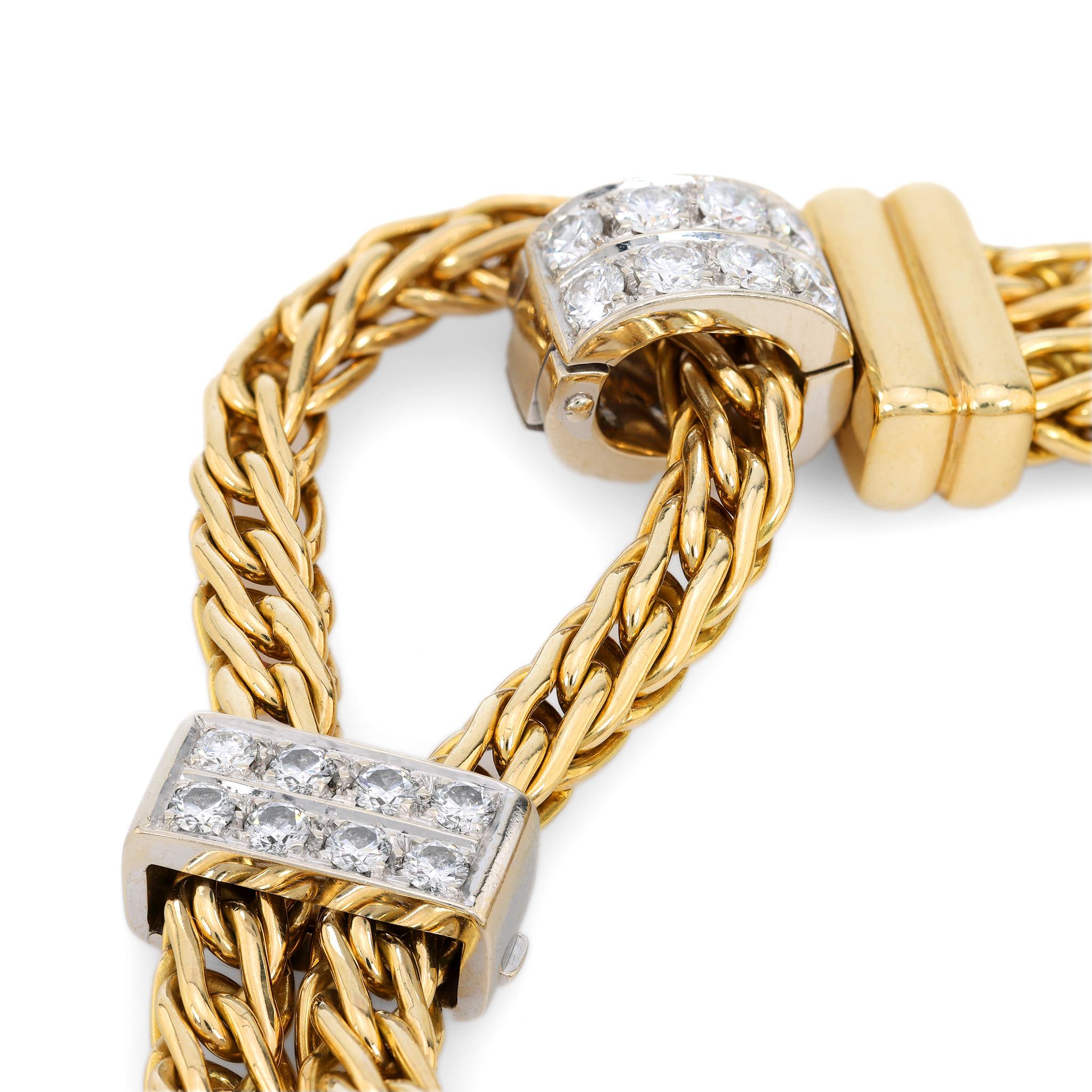 Pomellato French diamond 18k Gelb- und Weißgold Seilarmband (Brillantschliff)