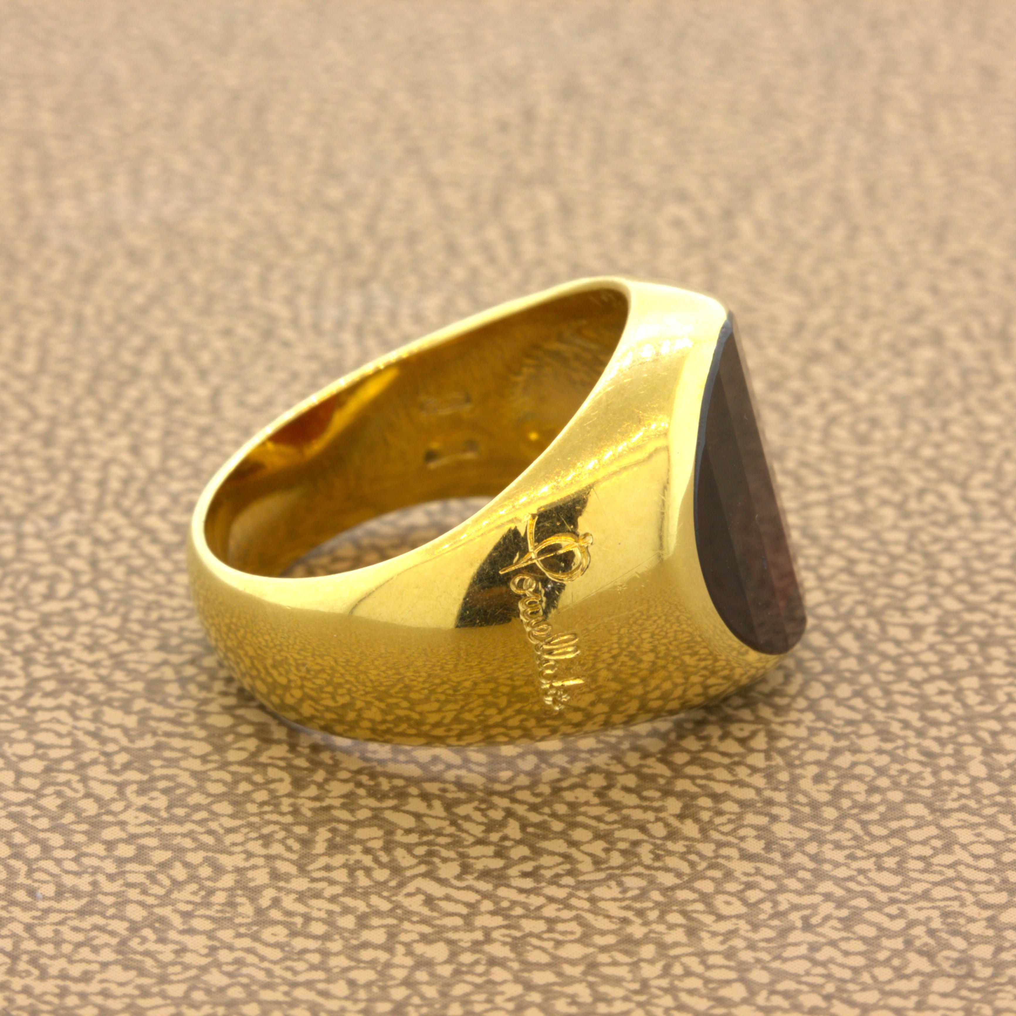 Women's or Men's Pomellato Garnet 18k Yellow Gold Ring For Sale