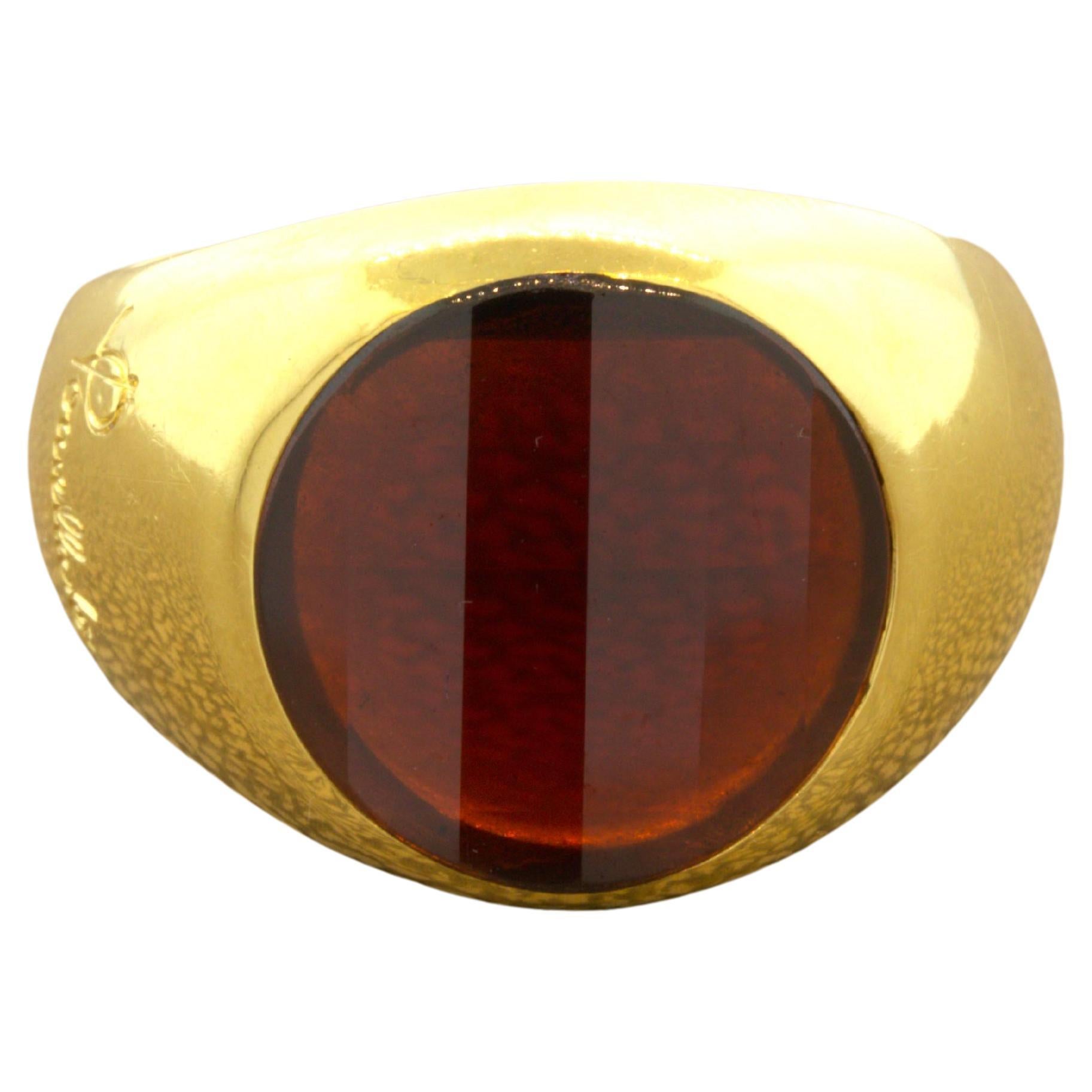 Pomellato Garnet 18k Yellow Gold Ring For Sale
