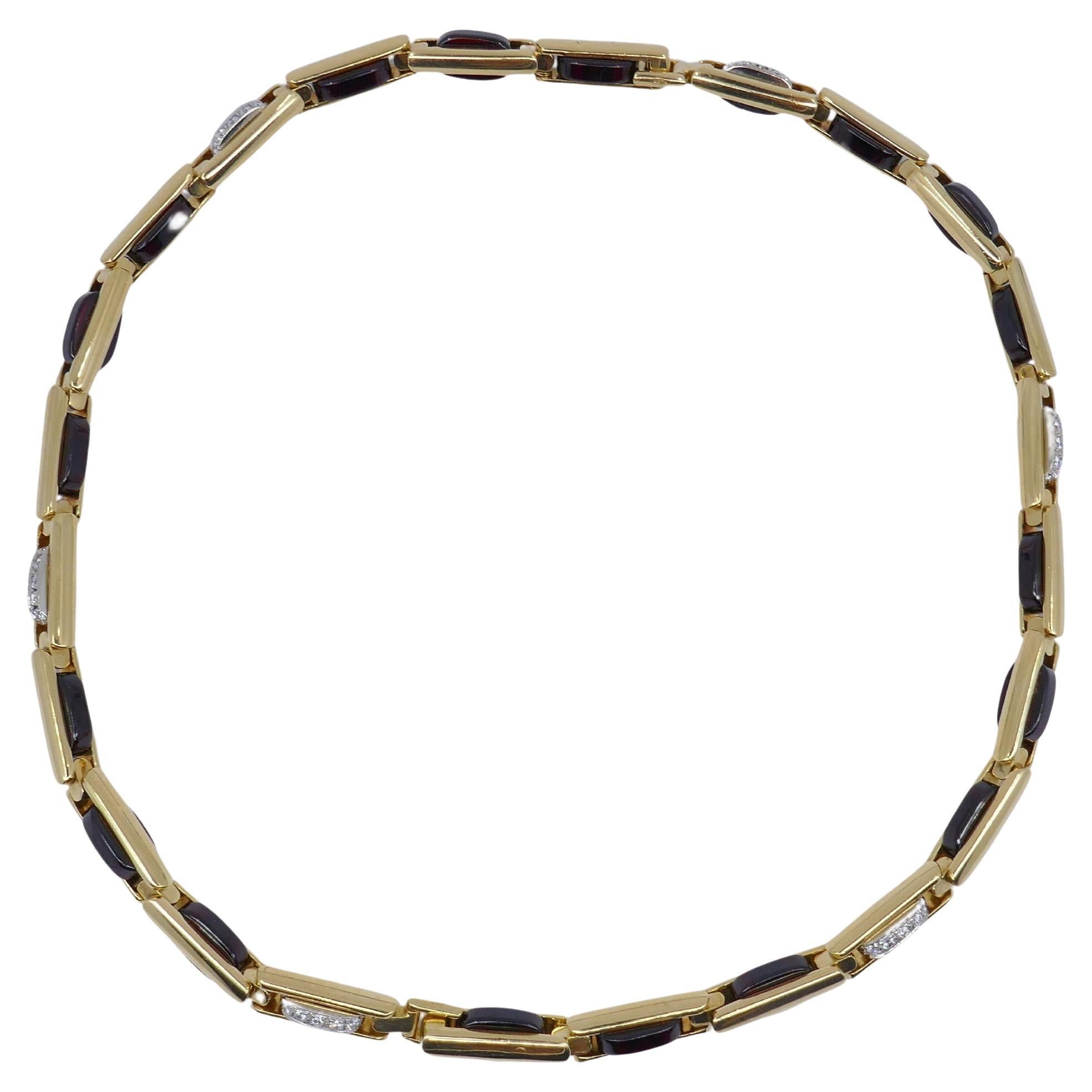 Pomellato Garnet Diamond Gold Necklace Two Bracelets For Sale