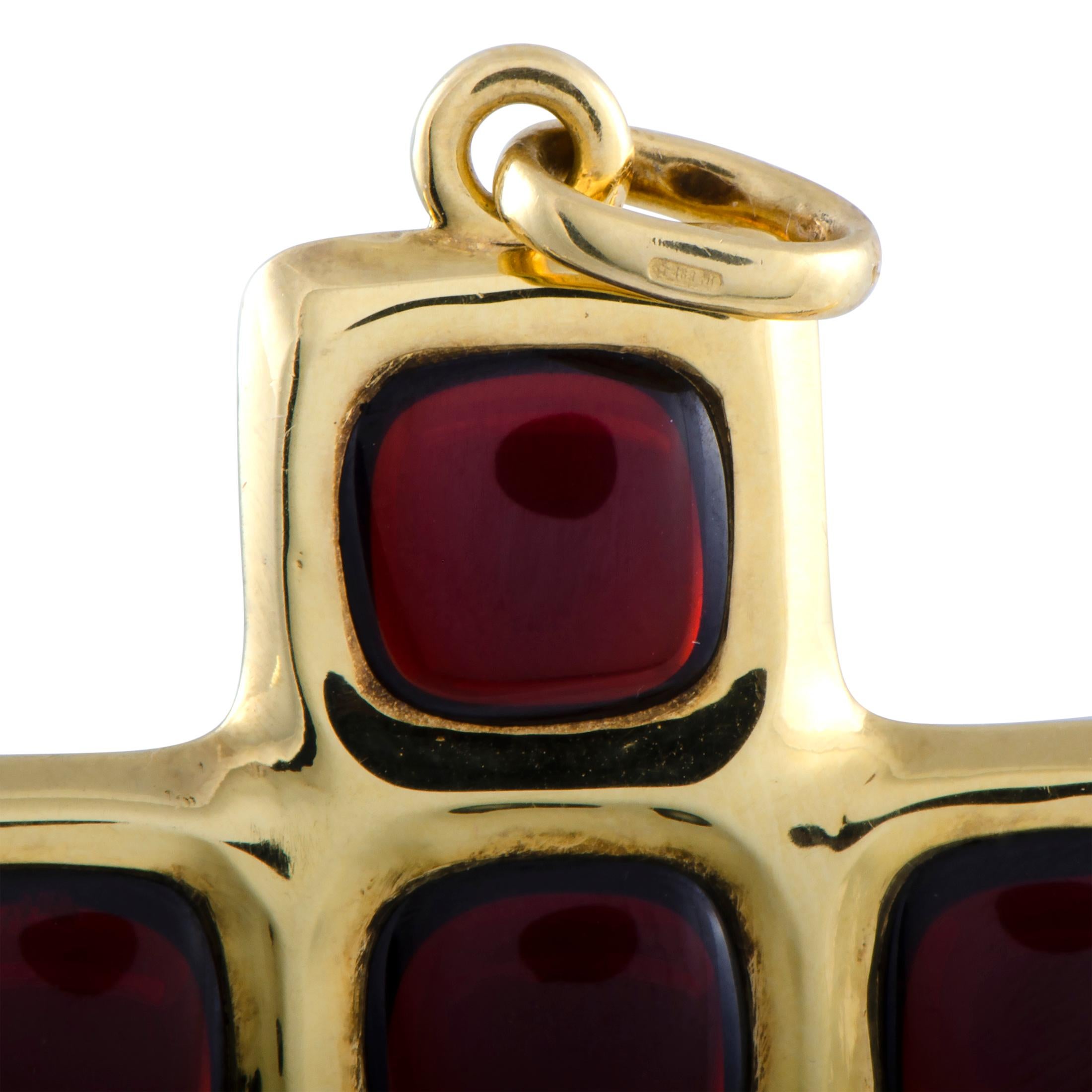 gold garnet cross pendant