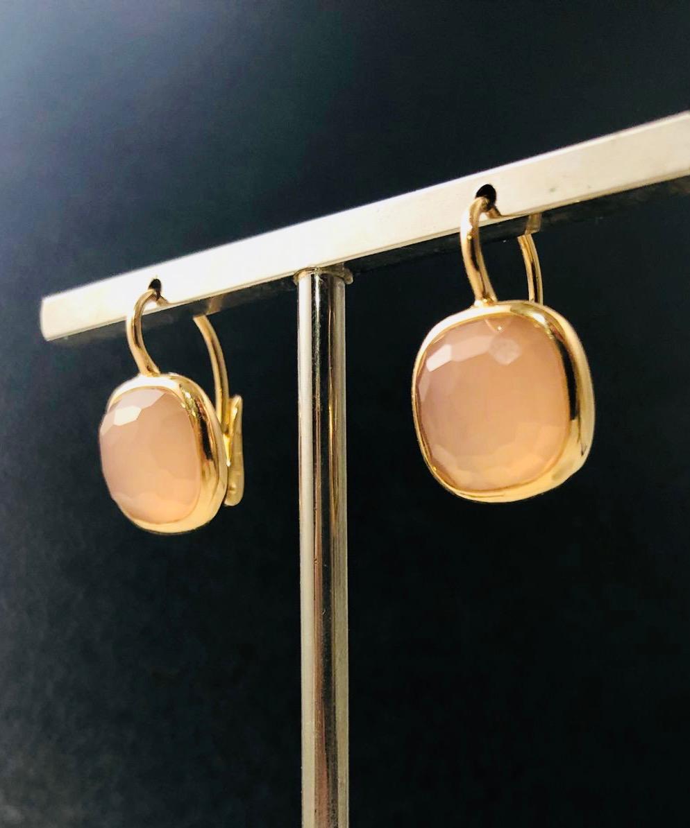 Pomellato Ohrringe aus Gold und rosa Quarz (Cabochon)
