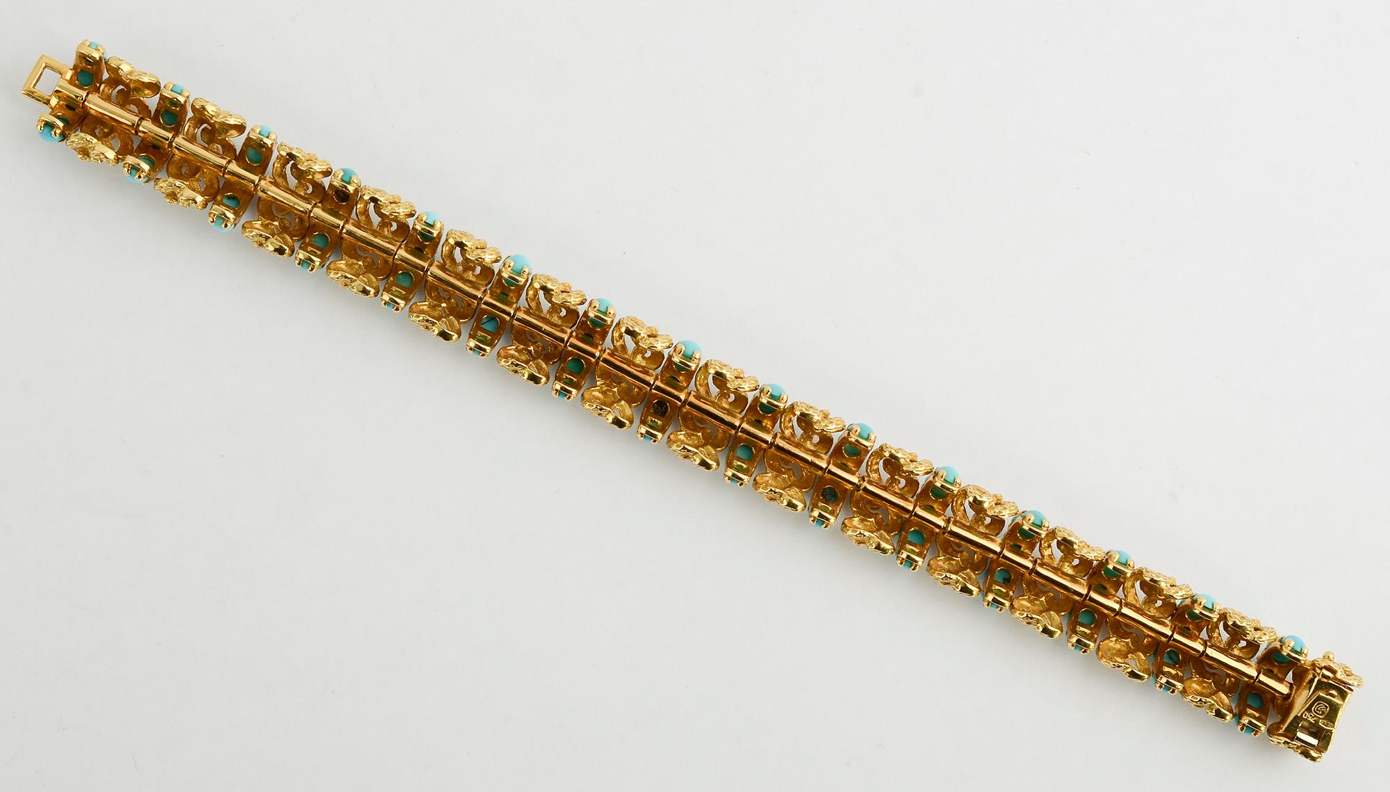 gold and turquoise bracelet