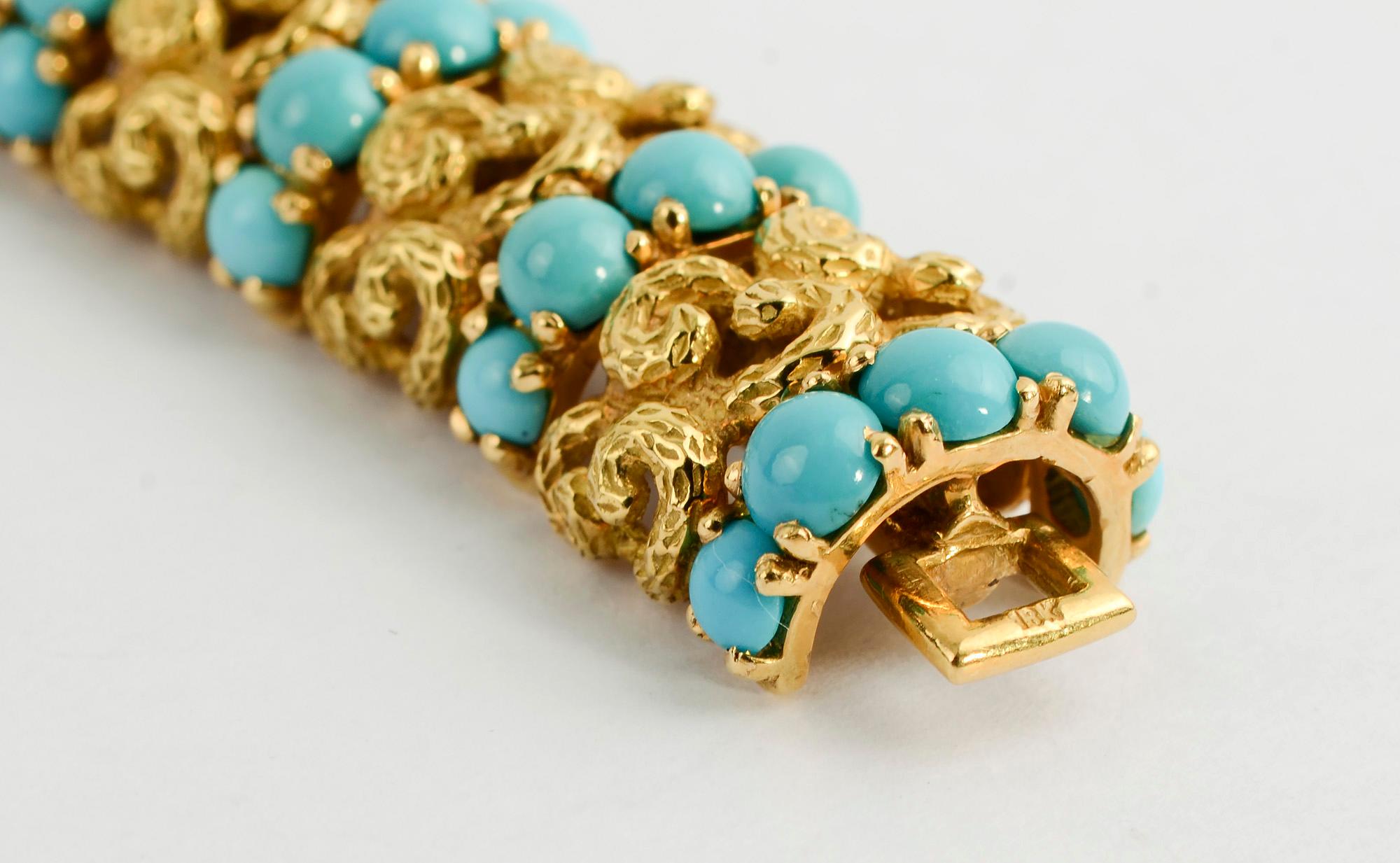 Modern Pomellato Gold and Turquoise Bracelet
