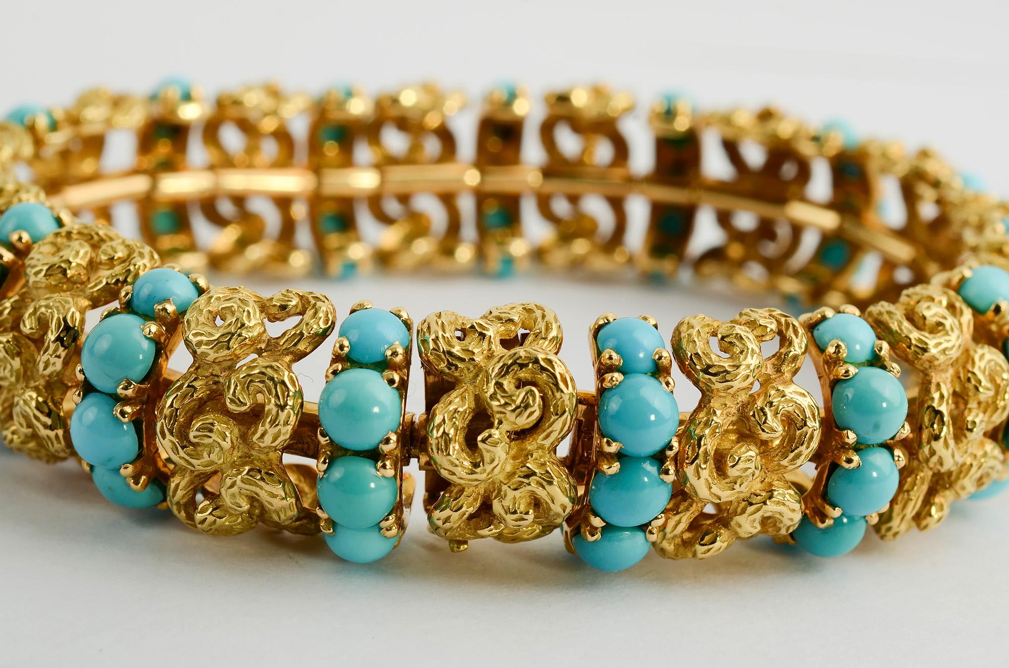 Pomellato Gold and Turquoise Bracelet In Excellent Condition In Darnestown, MD