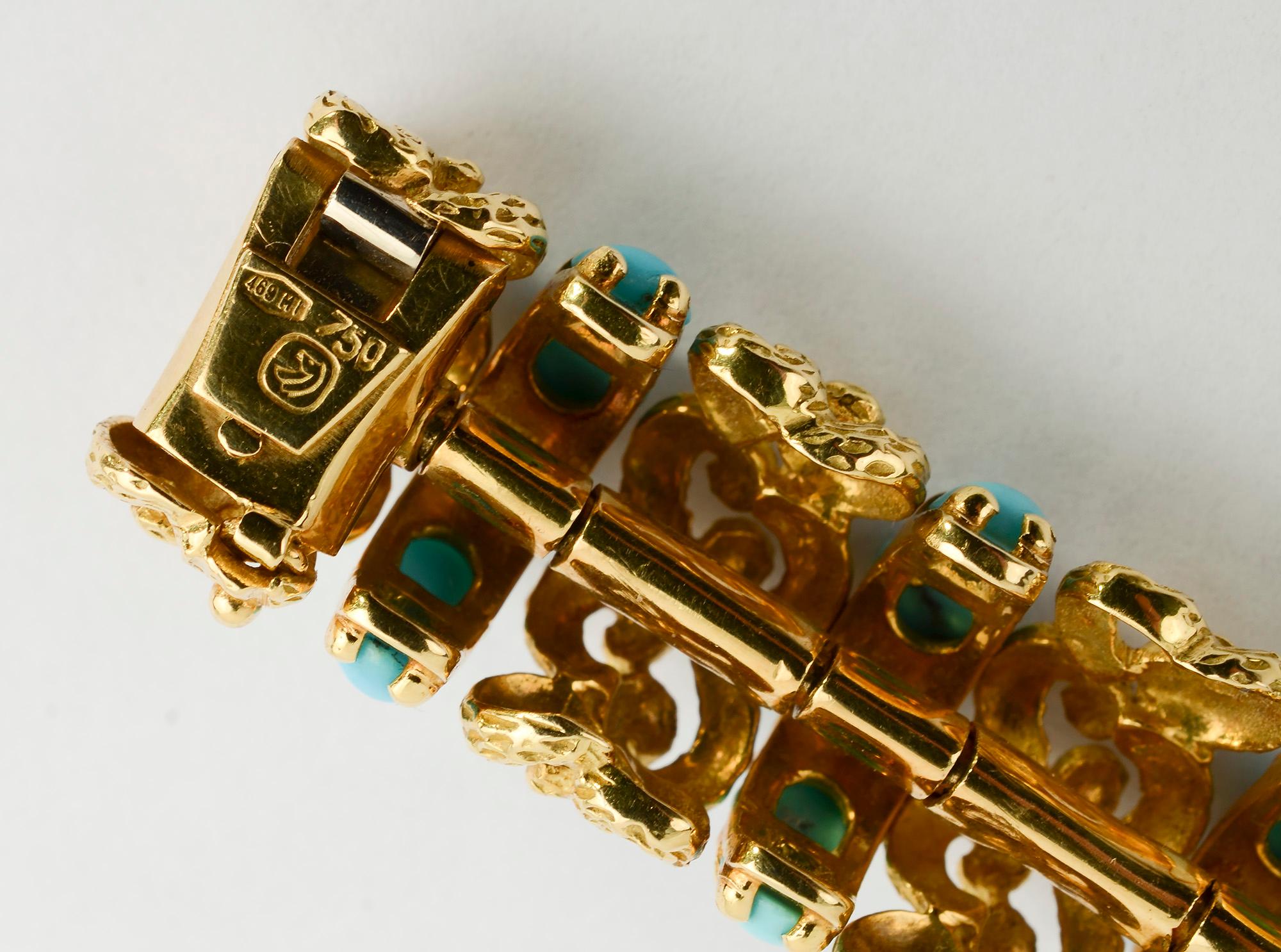 Women's or Men's Pomellato Gold and Turquoise Bracelet For Sale