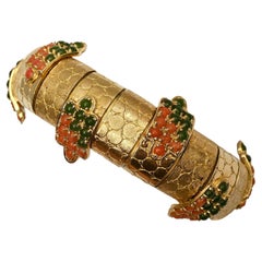 Vintage Pomellato Gold Bracelet with Emeralds and Coral
