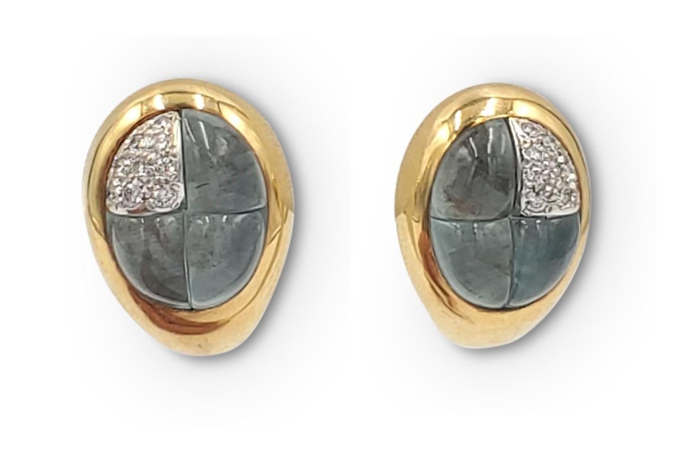 Women's Pomellato Gold Diamond and Blue Topaz Earrings