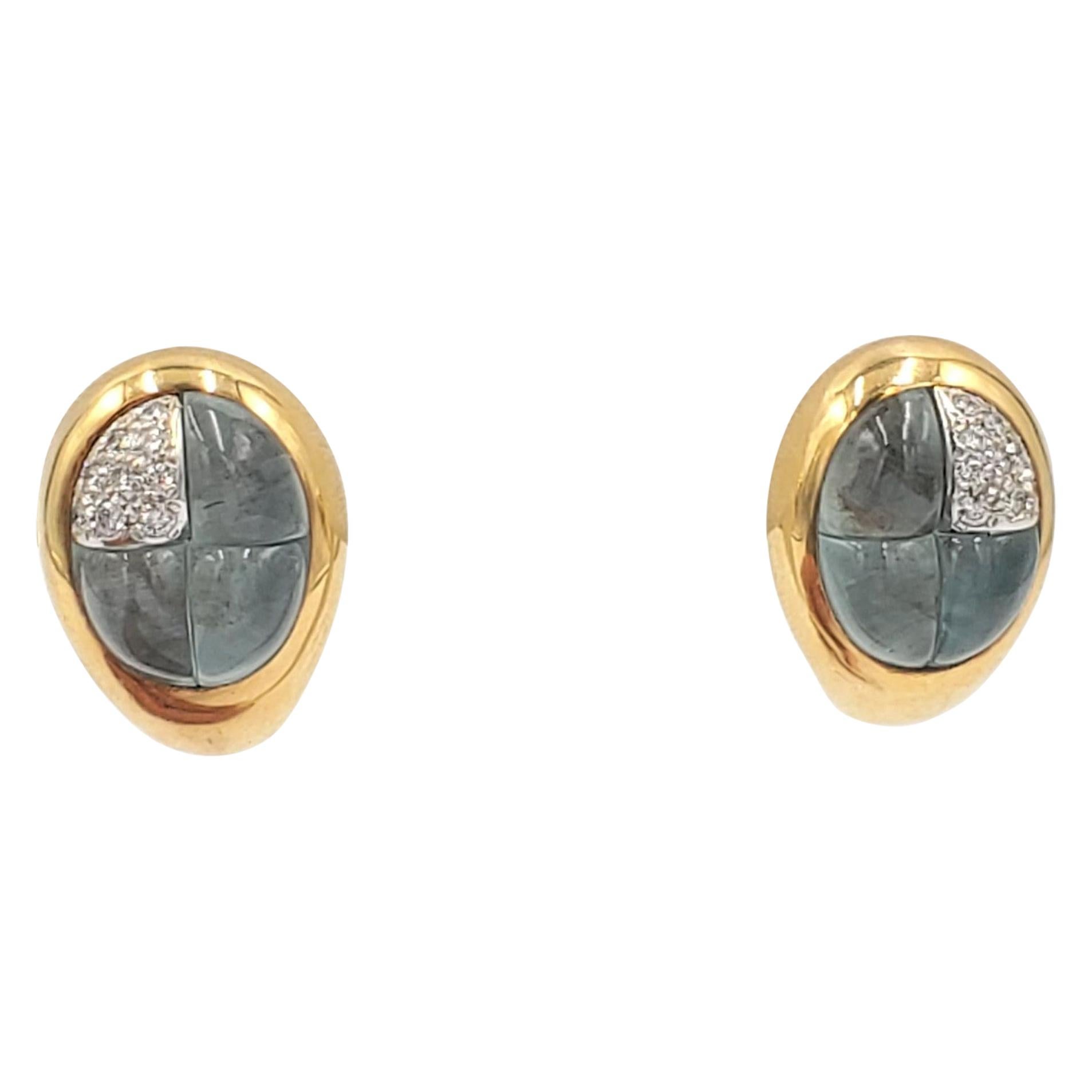 Pomellato Gold Diamond and Blue Topaz Earrings