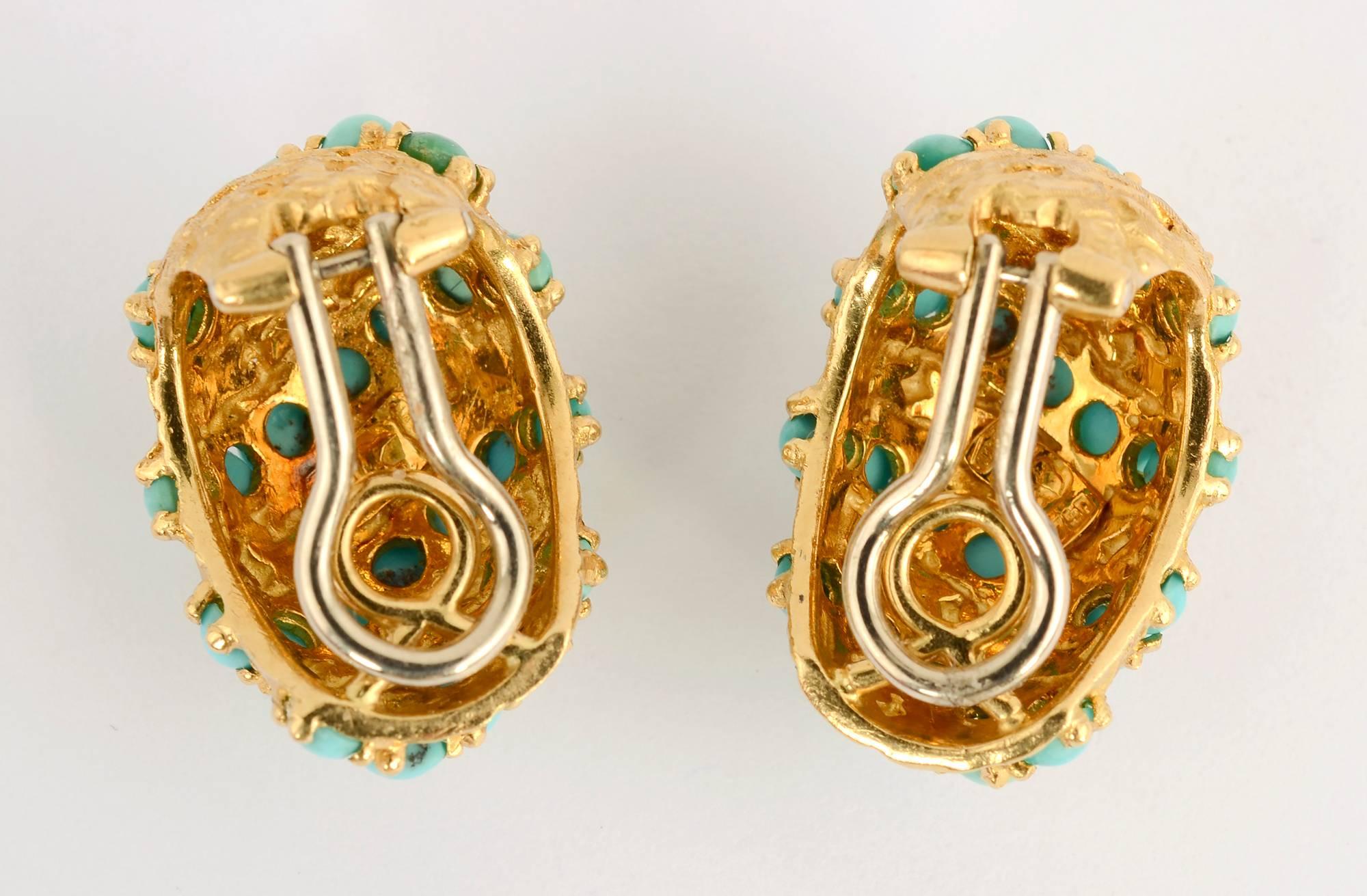 Modern Pomellato Gold Turquoise Earrings