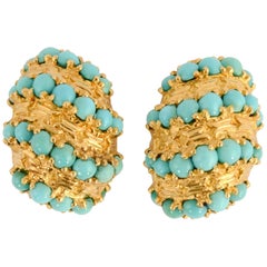 Vintage Pomellato Gold Turquoise Earrings