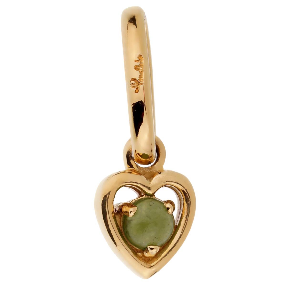 Pomellato Green Chalcedony Yellow Gold Heart Charm Pendant For Sale
