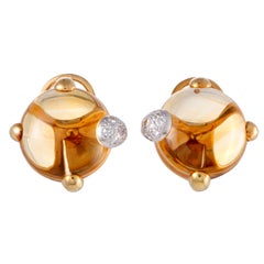 Vintage Pomellato Griffe Citrine and Diamond Yellow and White Gold Clip-On Earrings