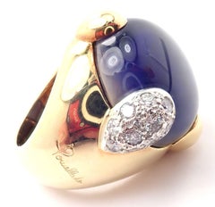 Pomellato Griffe Diamond Large Iolite Yellow Gold Ring