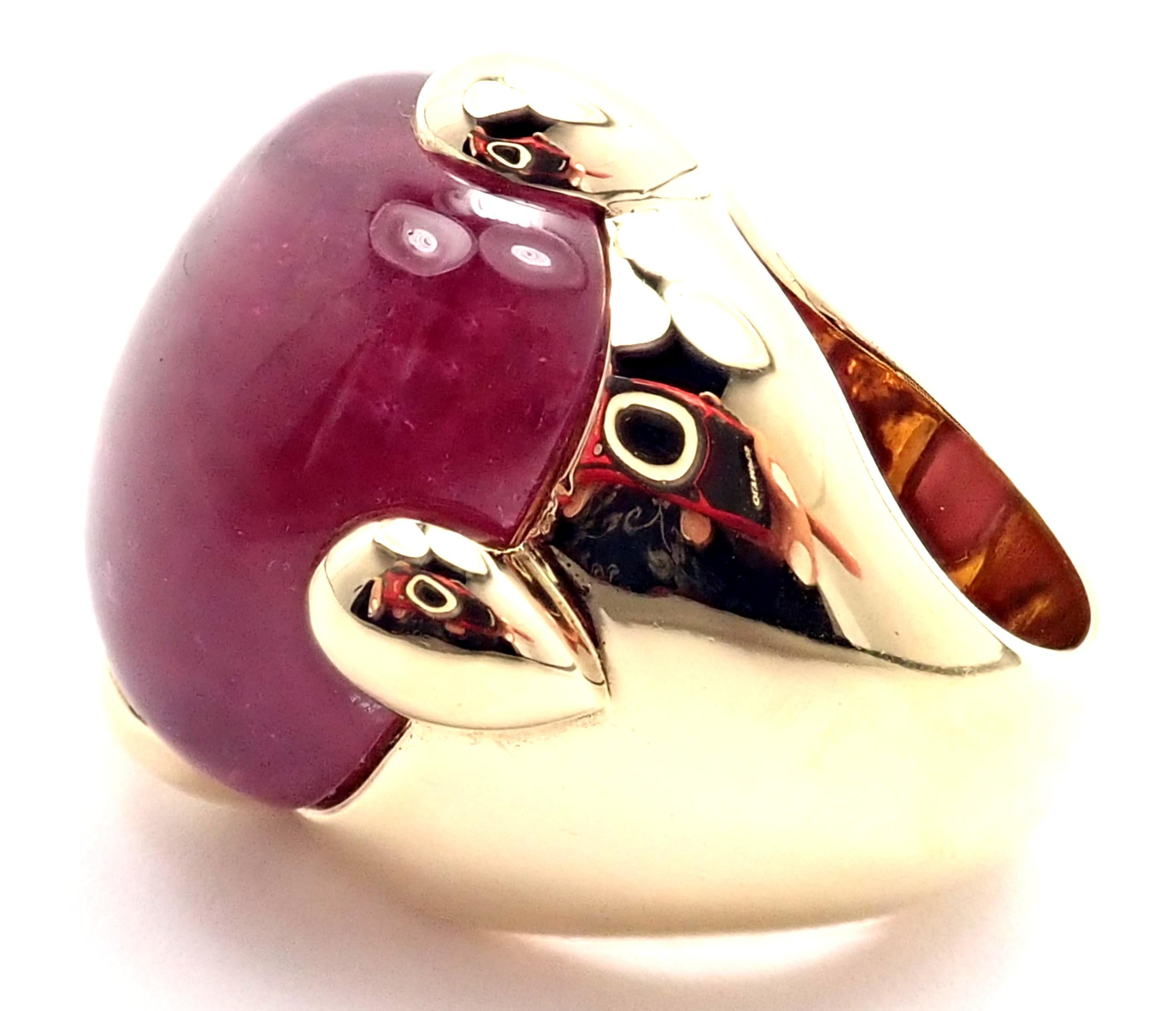 Pomellato Griffe Large Pink Tourmaline Yellow Gold Ring In Excellent Condition In Holland, PA