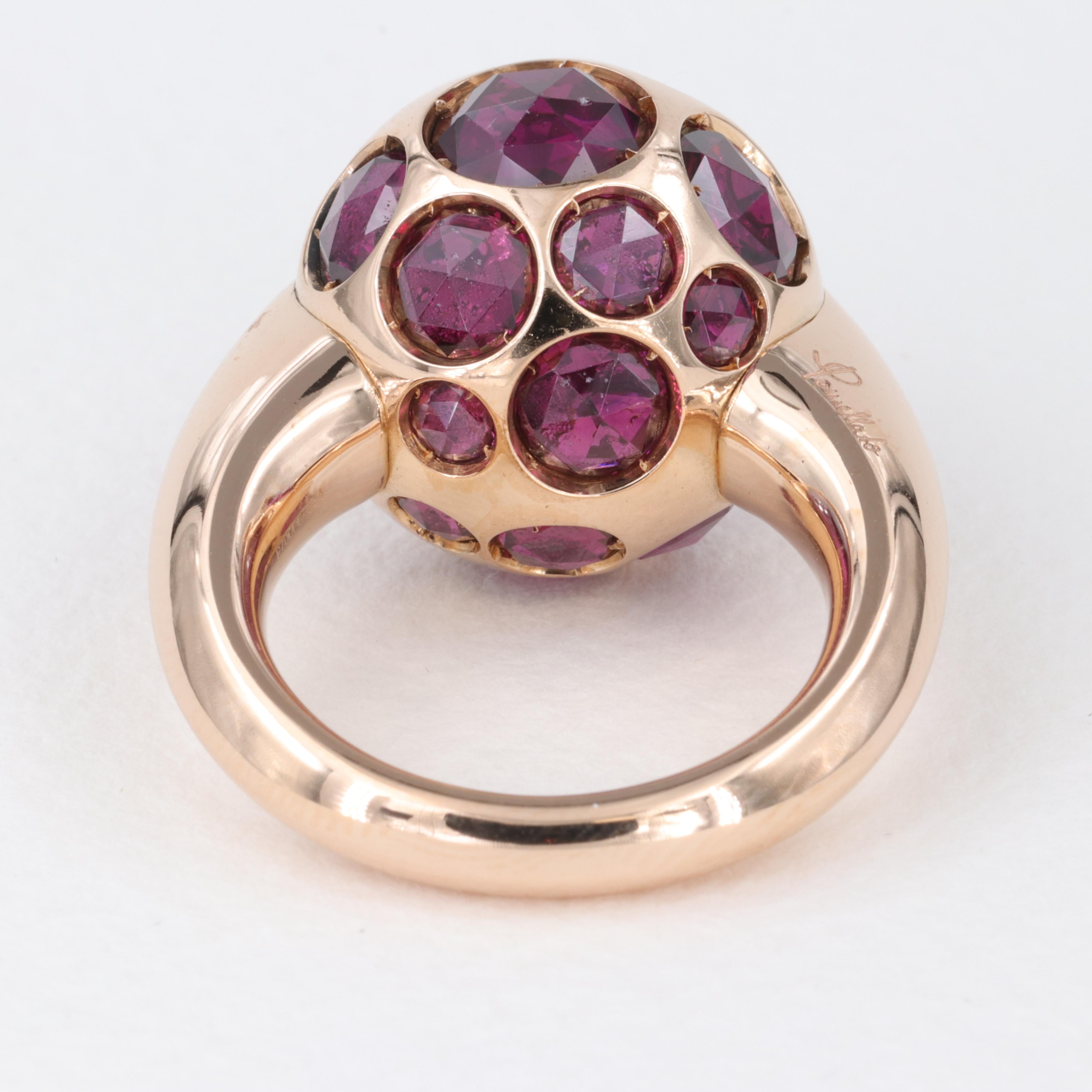 Women's or Men's Pomellato Harem Rhodolite Garnet and 18 Karat Rose Gold Ring For Sale