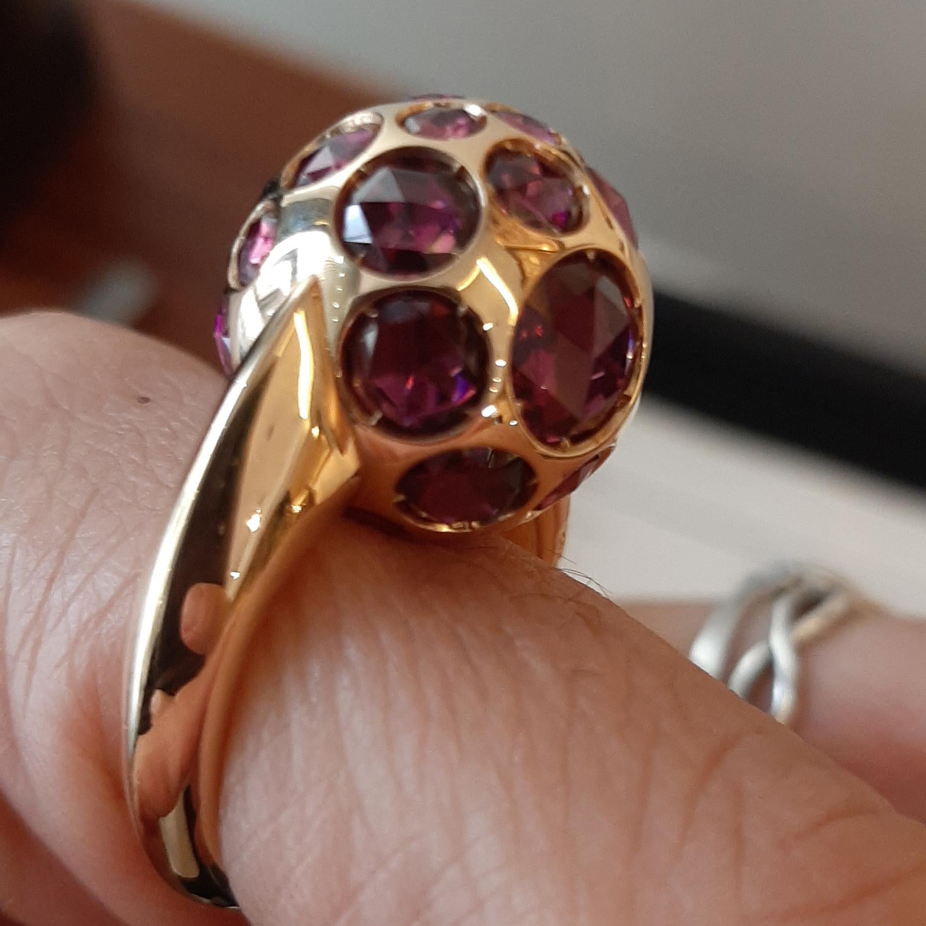 Rose Cut Pomellato Harem Ring in 18 Karat Rose Gold with Rhodolites with Box