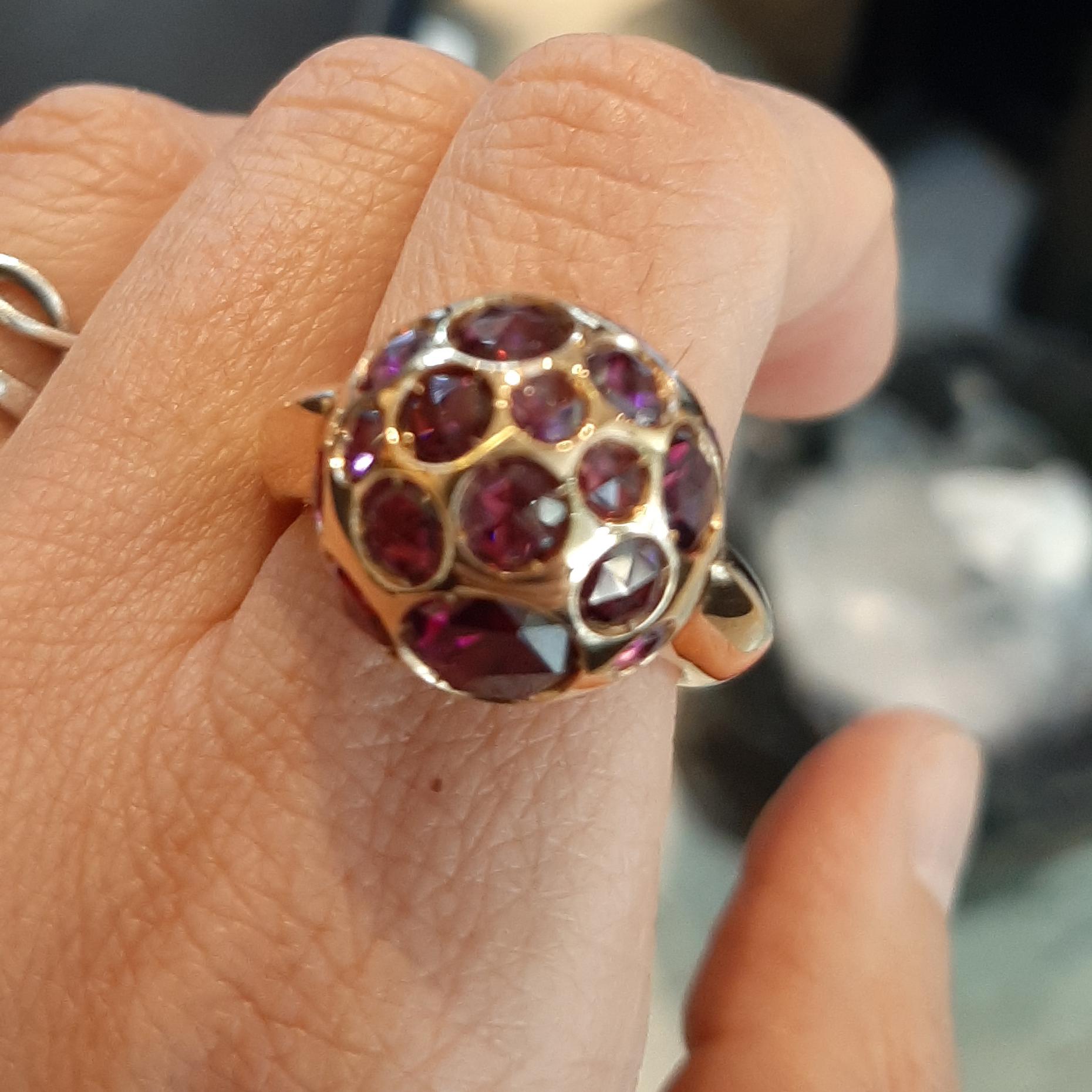 Women's Pomellato Harem Ring in 18 Karat Rose Gold with Rhodolites with Box