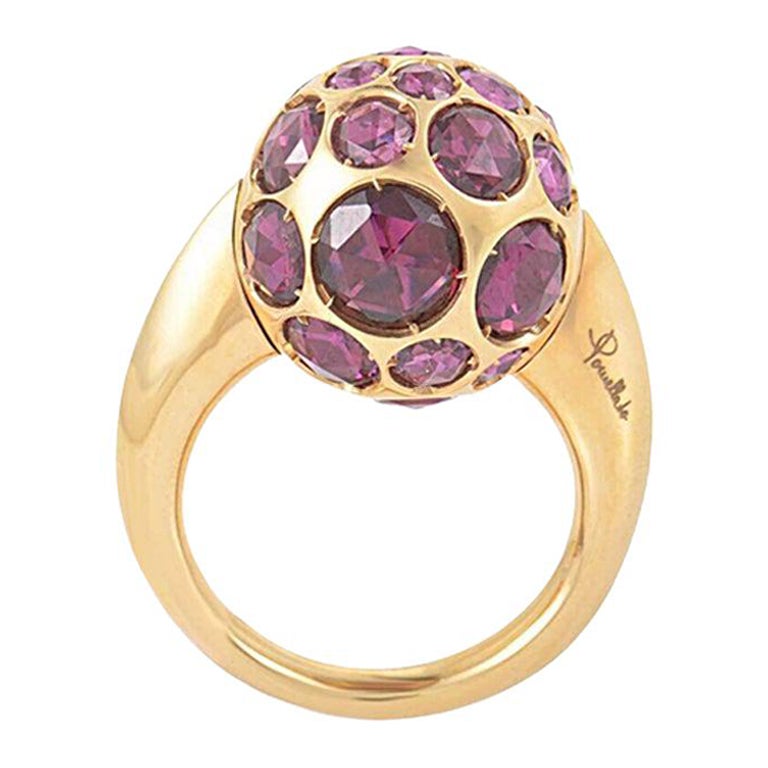Pomellato Harem Ring in 18 Karat Rose Gold with Rhodolites with Box