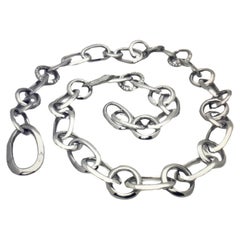 Retro Pomellato Heavy Link Chain with Diamond Pave Links 18K White Gold