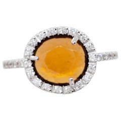 Pomellato Hessonite Garnet Oval and White Diamond Cocktail Ring in 18 Karat