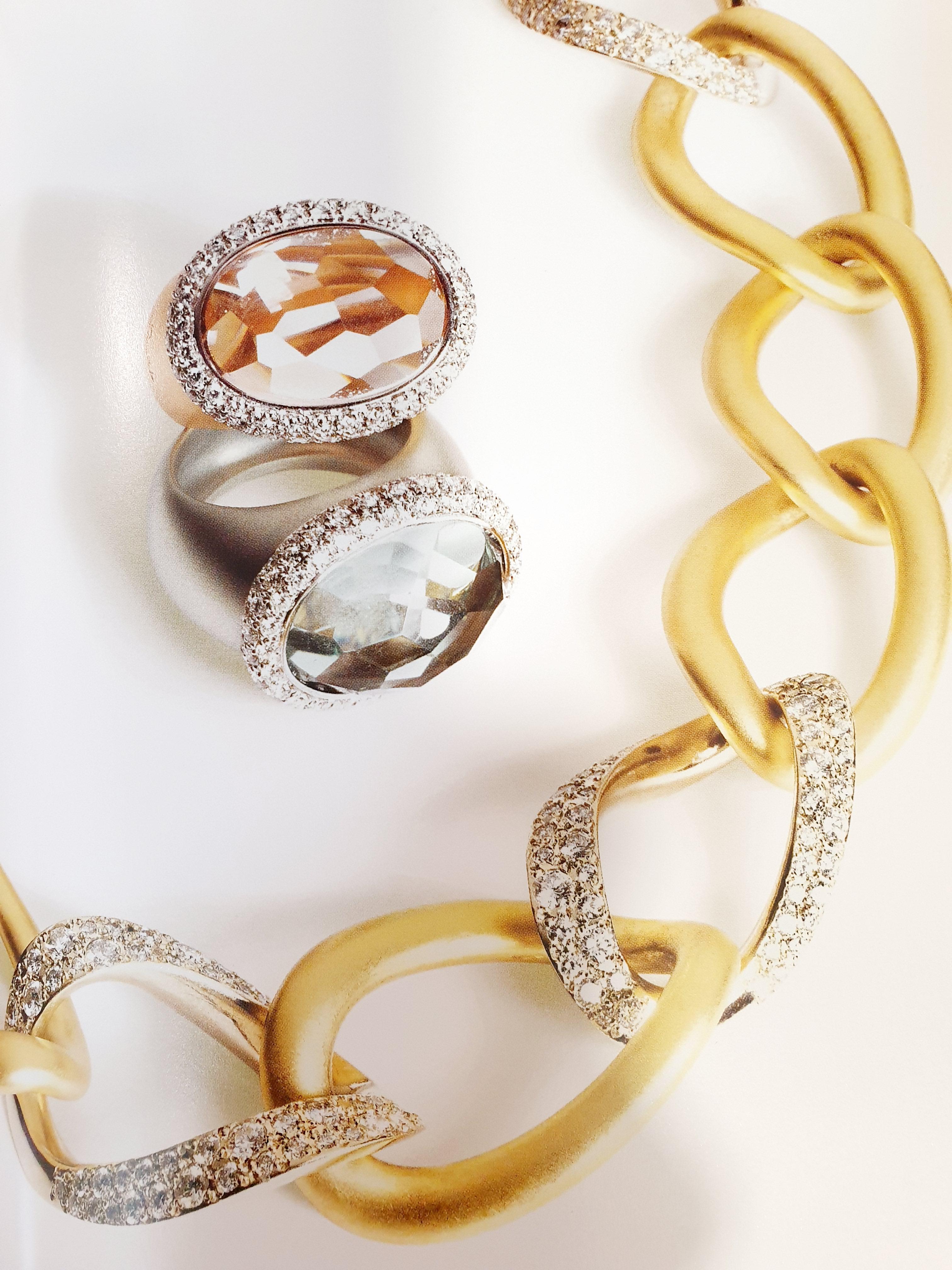 Brilliant Cut Pomellato Iceberg Collection Ring in 18 Karat Rose Gold, Diamonds and Aquamarine