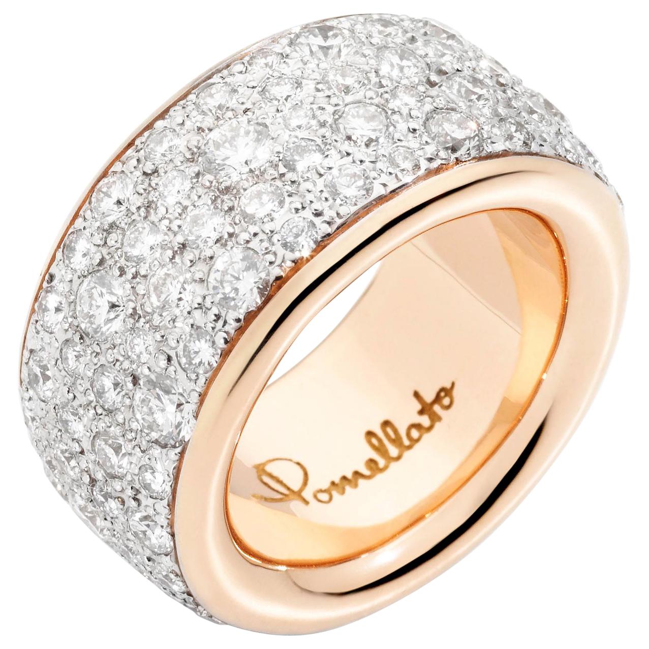 Pomellato Iconica 18 Karat Rose Gold and Diamond Maxi Ring