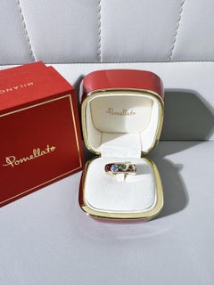 Pomellato Iconica 18K Rose Gold Rainbow Multi Gemstone Band Ring