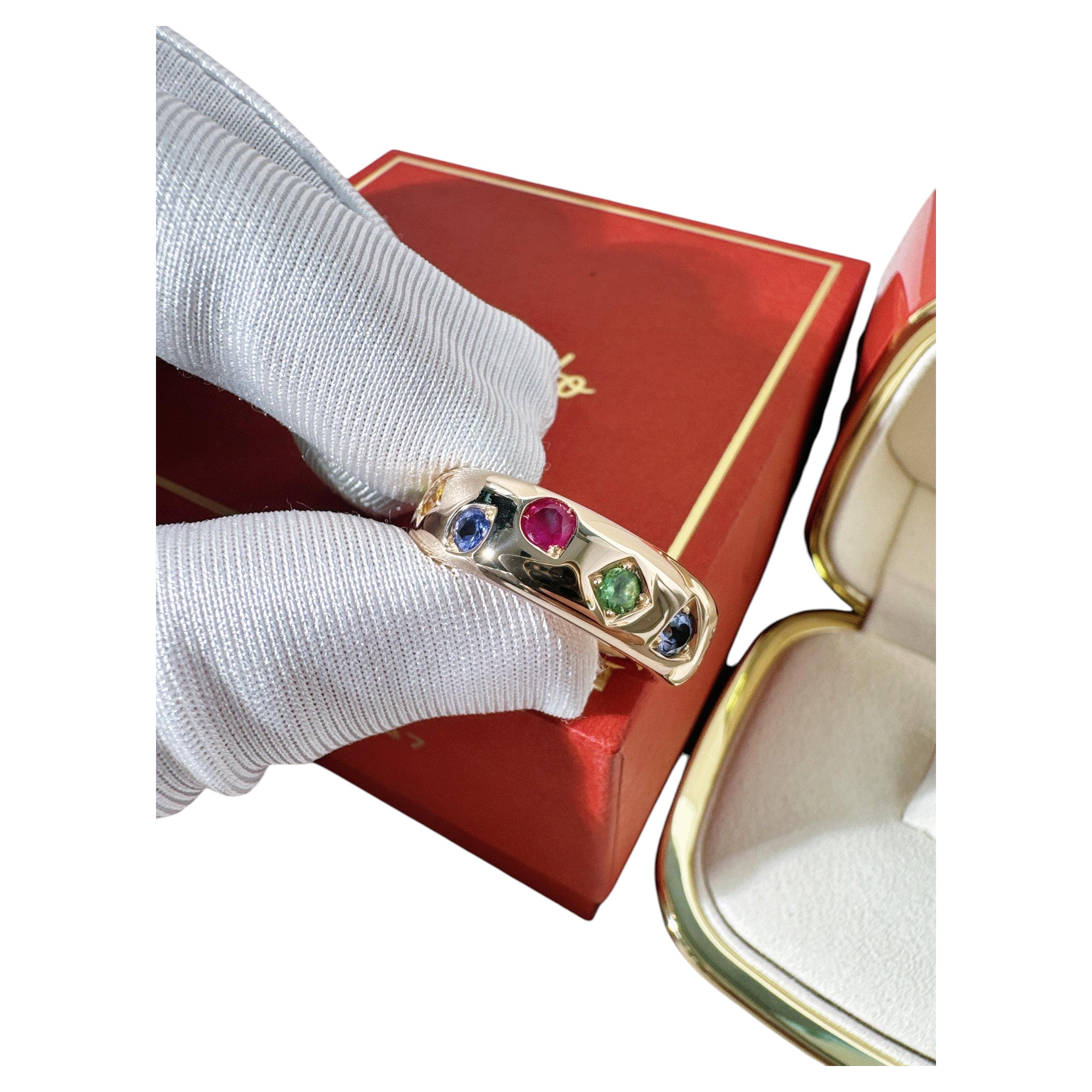 Pomellato Iconica 18K Rose Gold Rainbow Multi Gemstone Band Ring