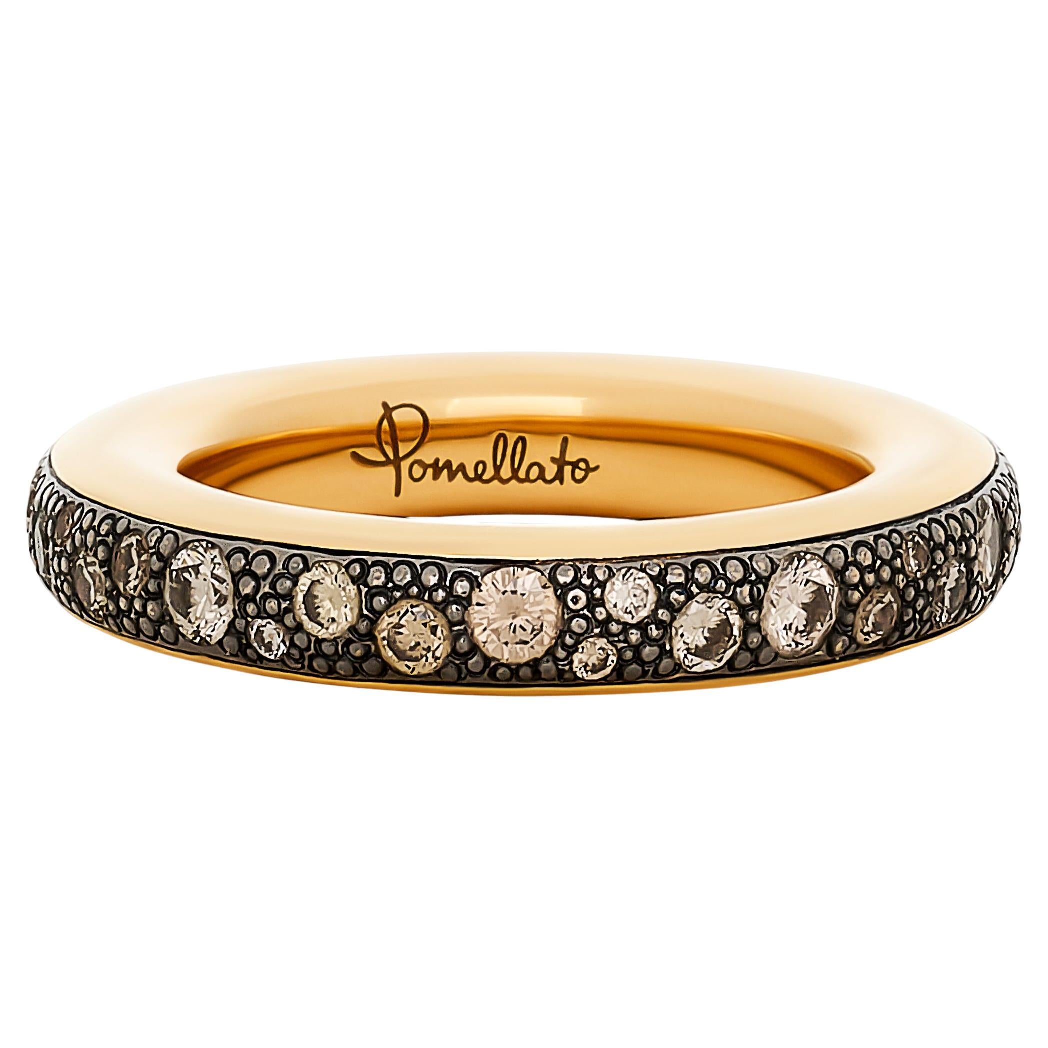 Pomellato Iconica, fascia in oro giallo 18 carati con diamante marrone