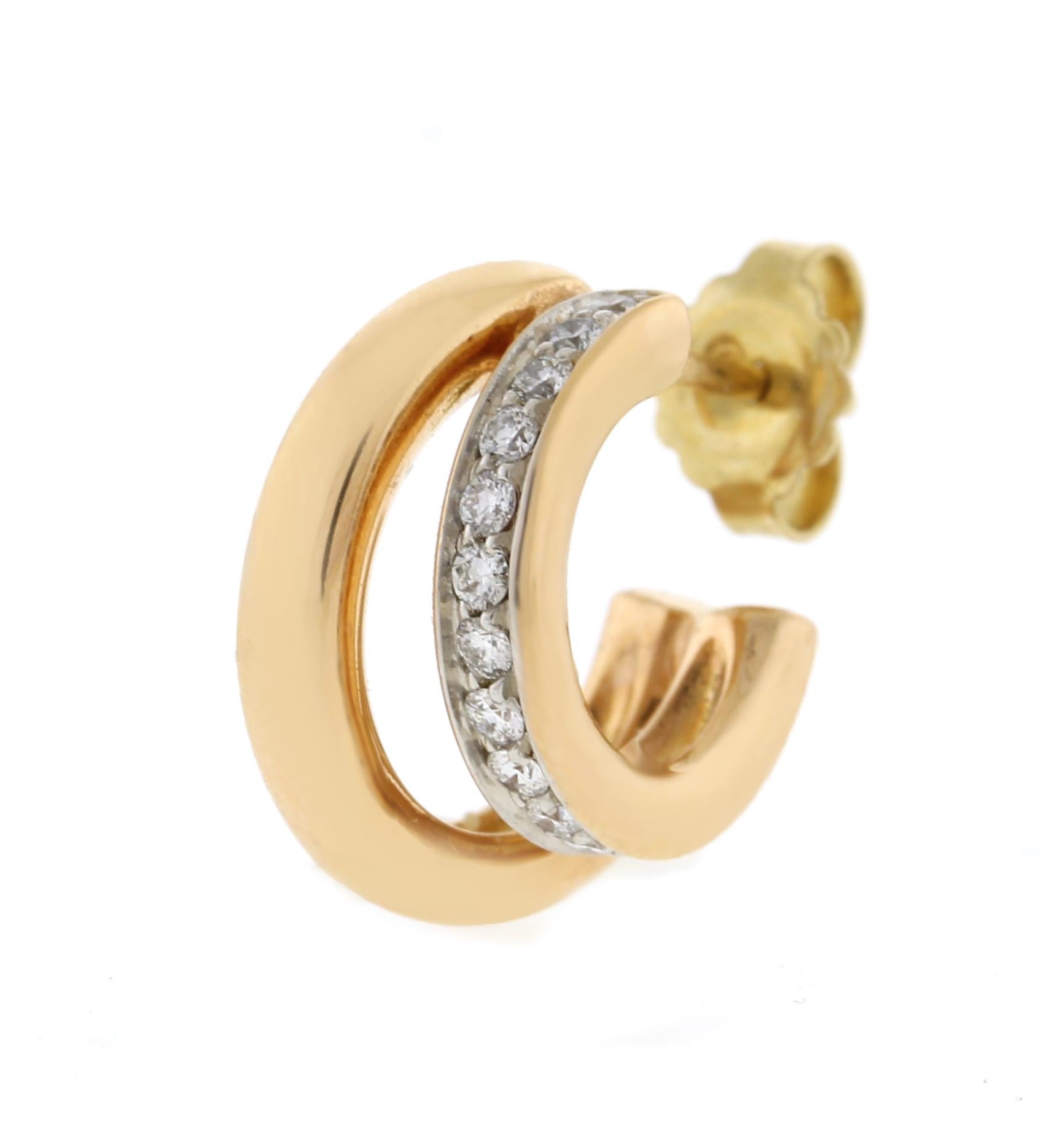 Pomellato Iconica Double Hoop Diamond and Rose Gold Earrings at 1stDibs