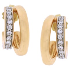 Pomellato Iconica Double Hoop Diamond and Rose Gold Earrings
