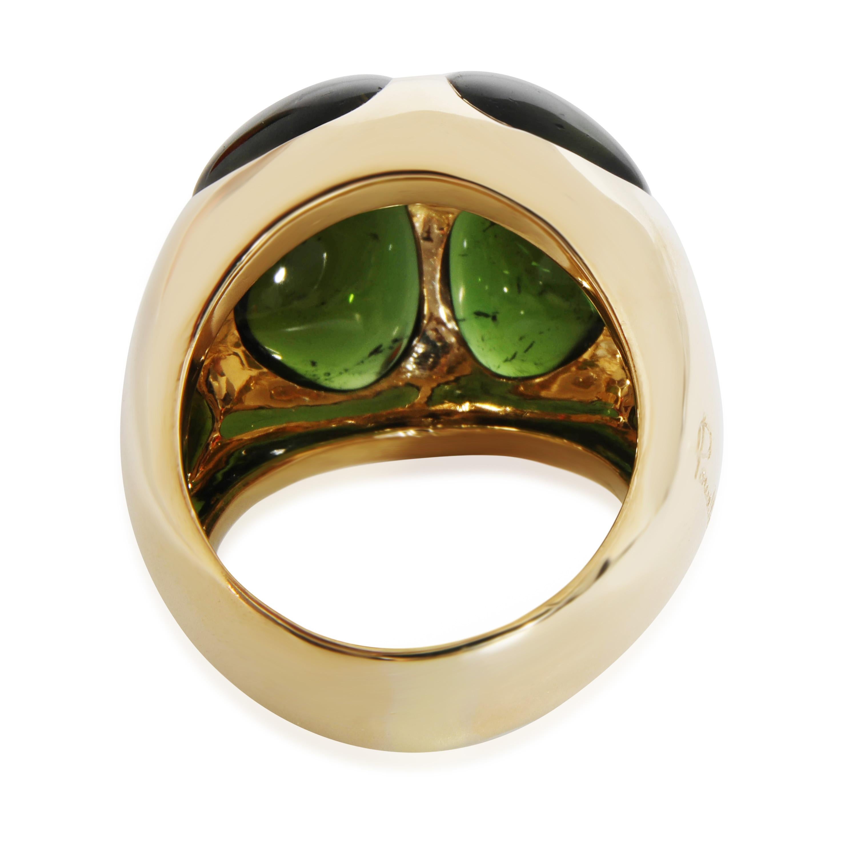 Women's or Men's Pomellato Iconica Green Tourmaline Cocktail Ring in 18k Yellow Gold