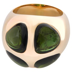 Pomellato Iconica Green Tourmaline Cocktail Ring in 18k Yellow Gold