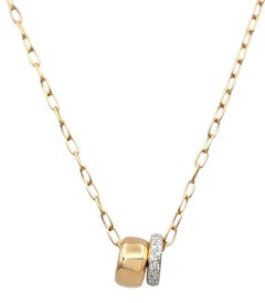 Pomellato Iconica Paperclip Chain Pavé Diamond Pendant Necklace in 18K Rose Gold