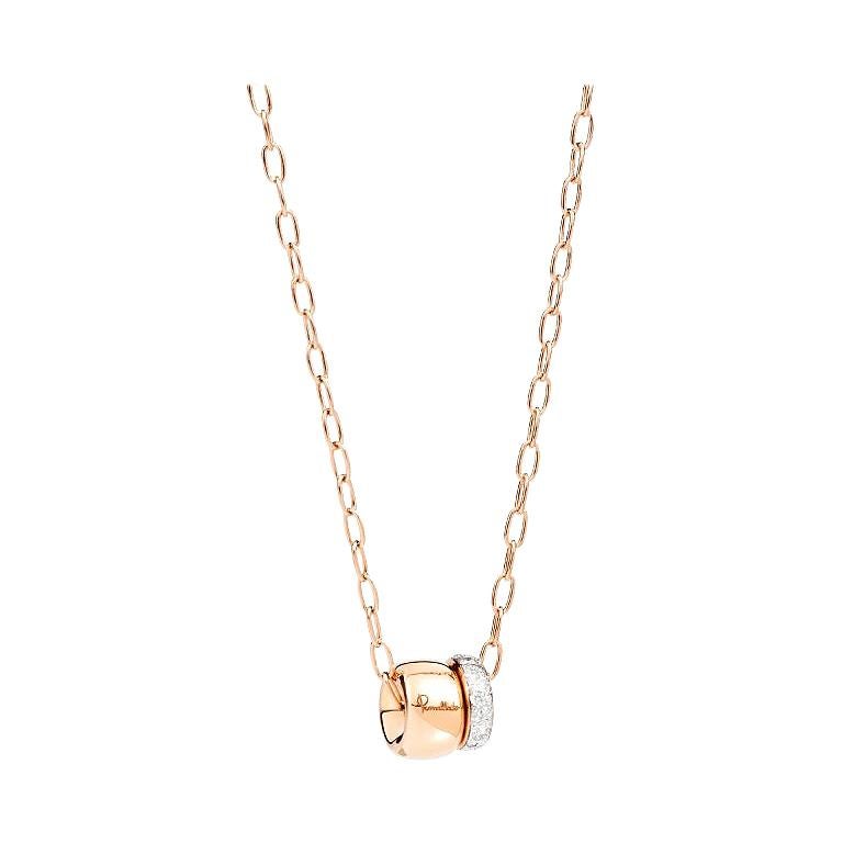 Pomellato Iconica Pendant in Rose Gold and Pave Set Diamonds F.B712-O7-PB-44