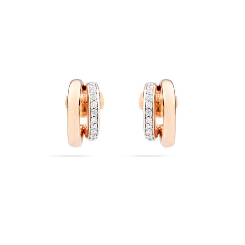 Pomellato Iconica Rose Gold and White Diamonds Earring O.B8112B/O7 In New Condition In Wilmington, DE