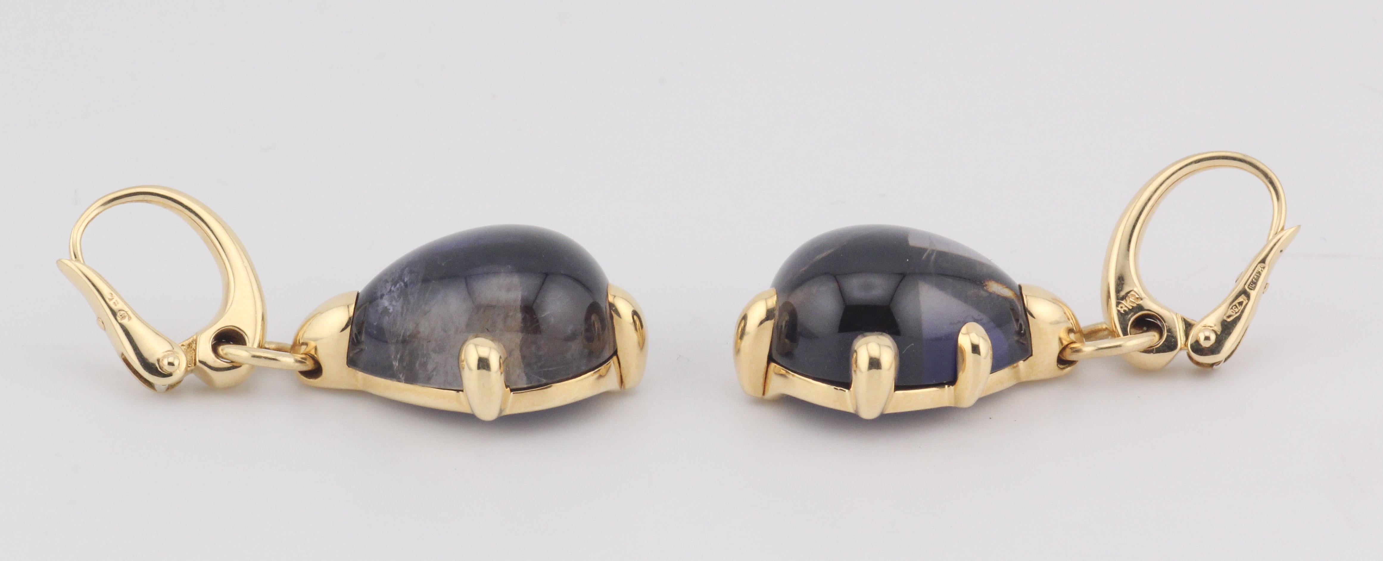 Taglio a goccia Orecchini pendenti in oro giallo 18k con iolite di Pomellato in vendita