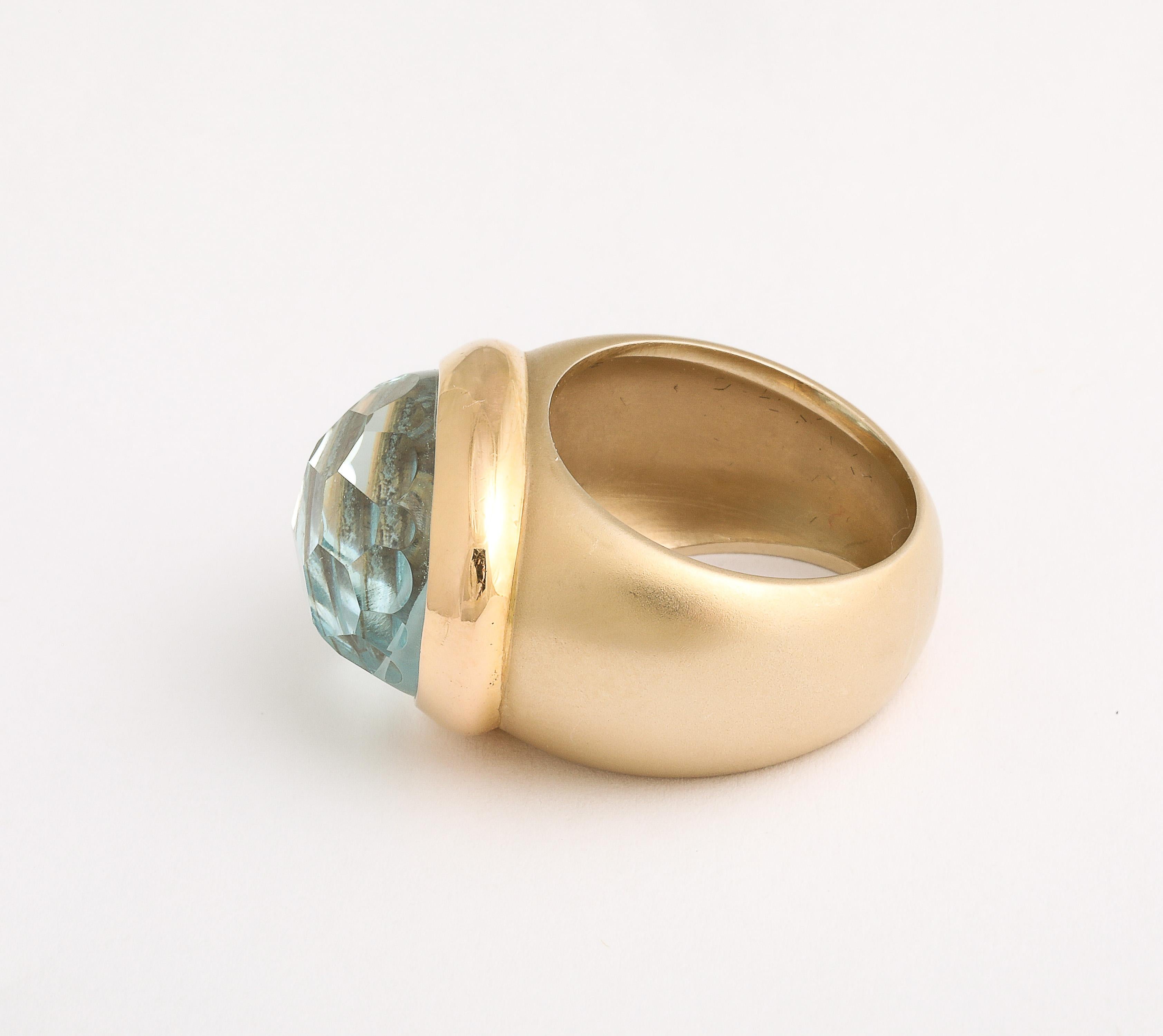 Pomellato  Italian 750 Gold and Faceted Aquamarine Ring Size 6 1/2 4