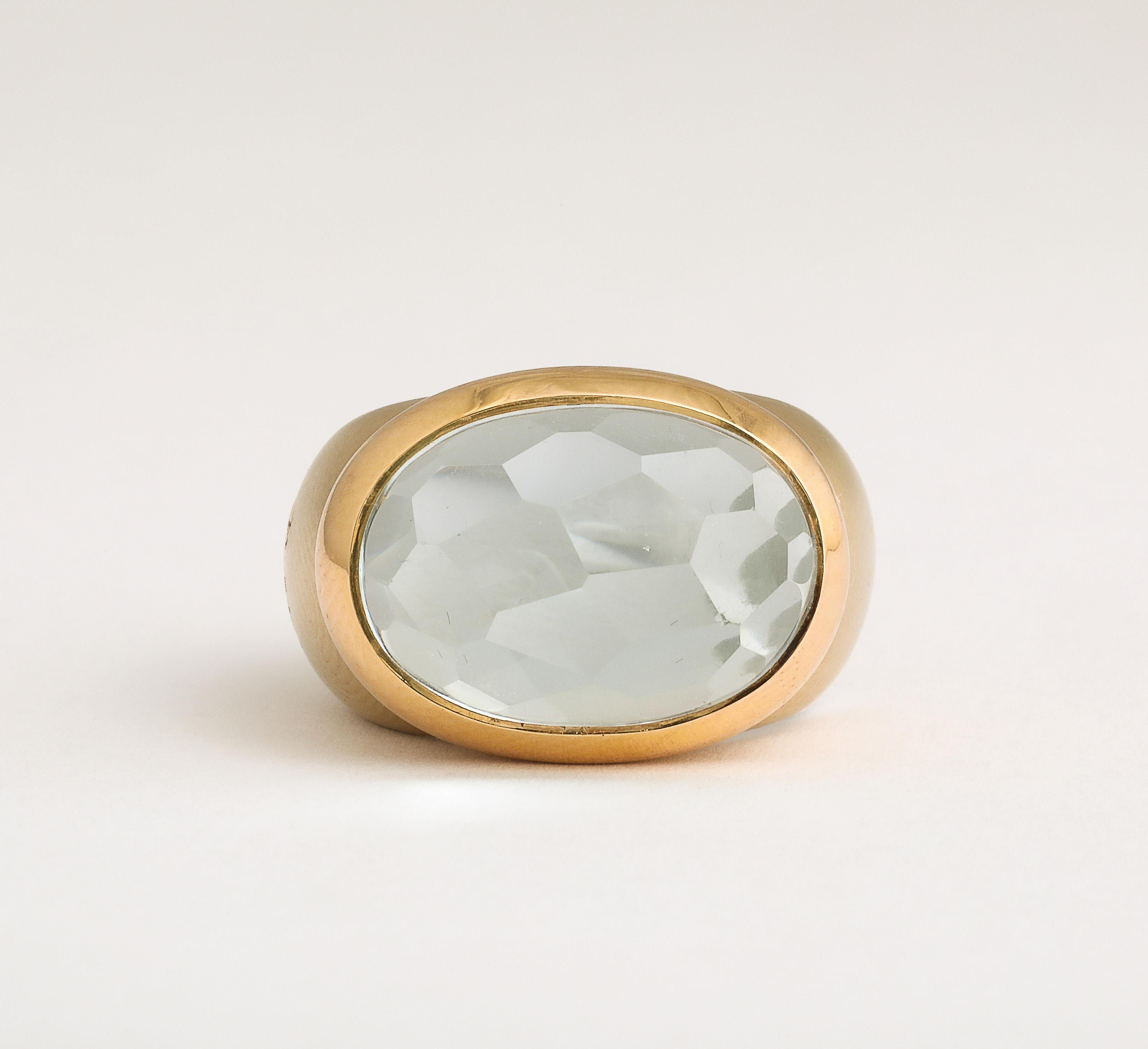 Pomellato  Italian 750 Gold and Faceted Aquamarine Ring Size 6 1/2 8