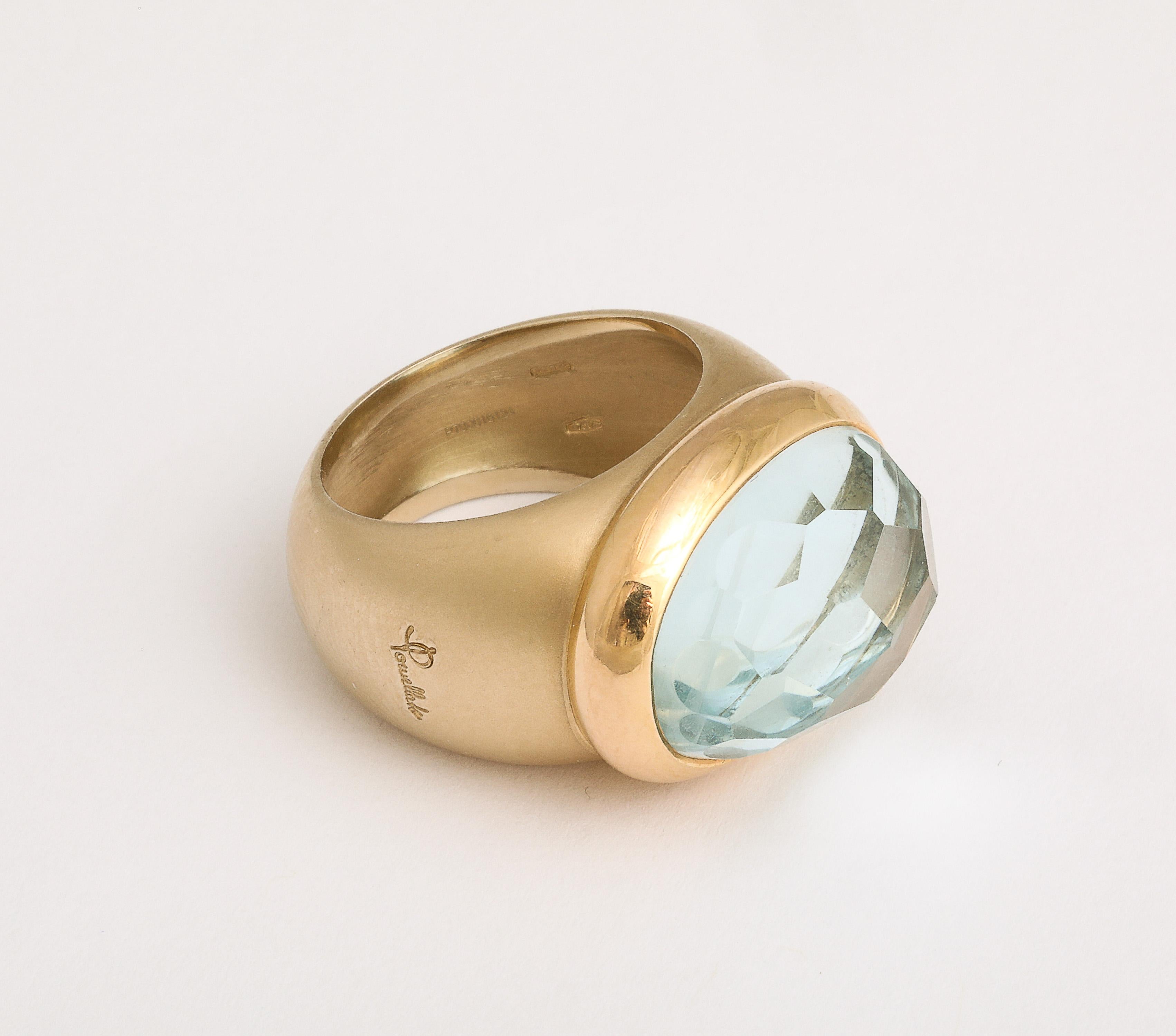 Pomellato  Italian 750 Gold and Faceted Aquamarine Ring Size 6 1/2 3