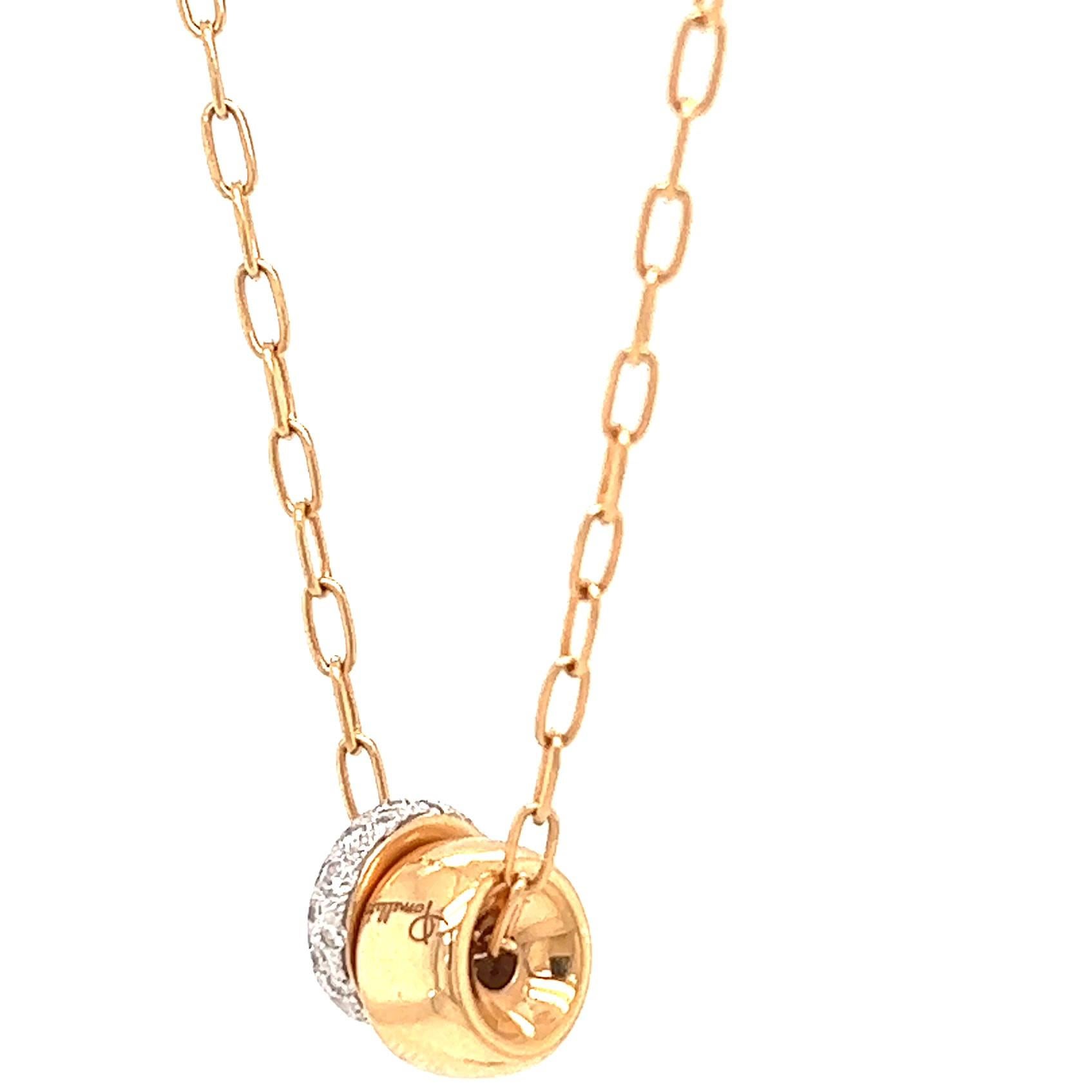 Round Cut Pomellato Italian Diamond 18 Karat Rose Gold Iconica Bead Necklace