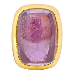Pomellato Italian Pink Tourmaline 18 Karat Gold Statement Ring, circa 1980s