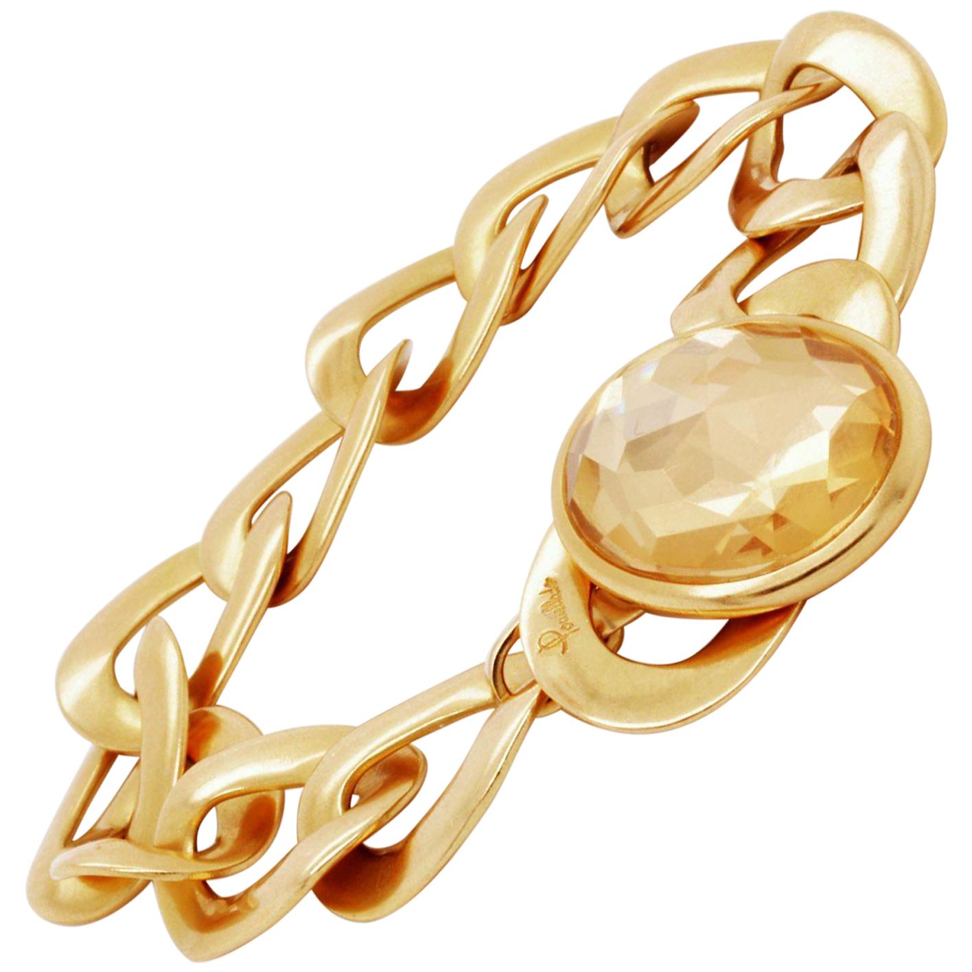Pomellato Italy 18 Karat Rose Gold and Quartz Narciso Curb Link Bracelet Modern