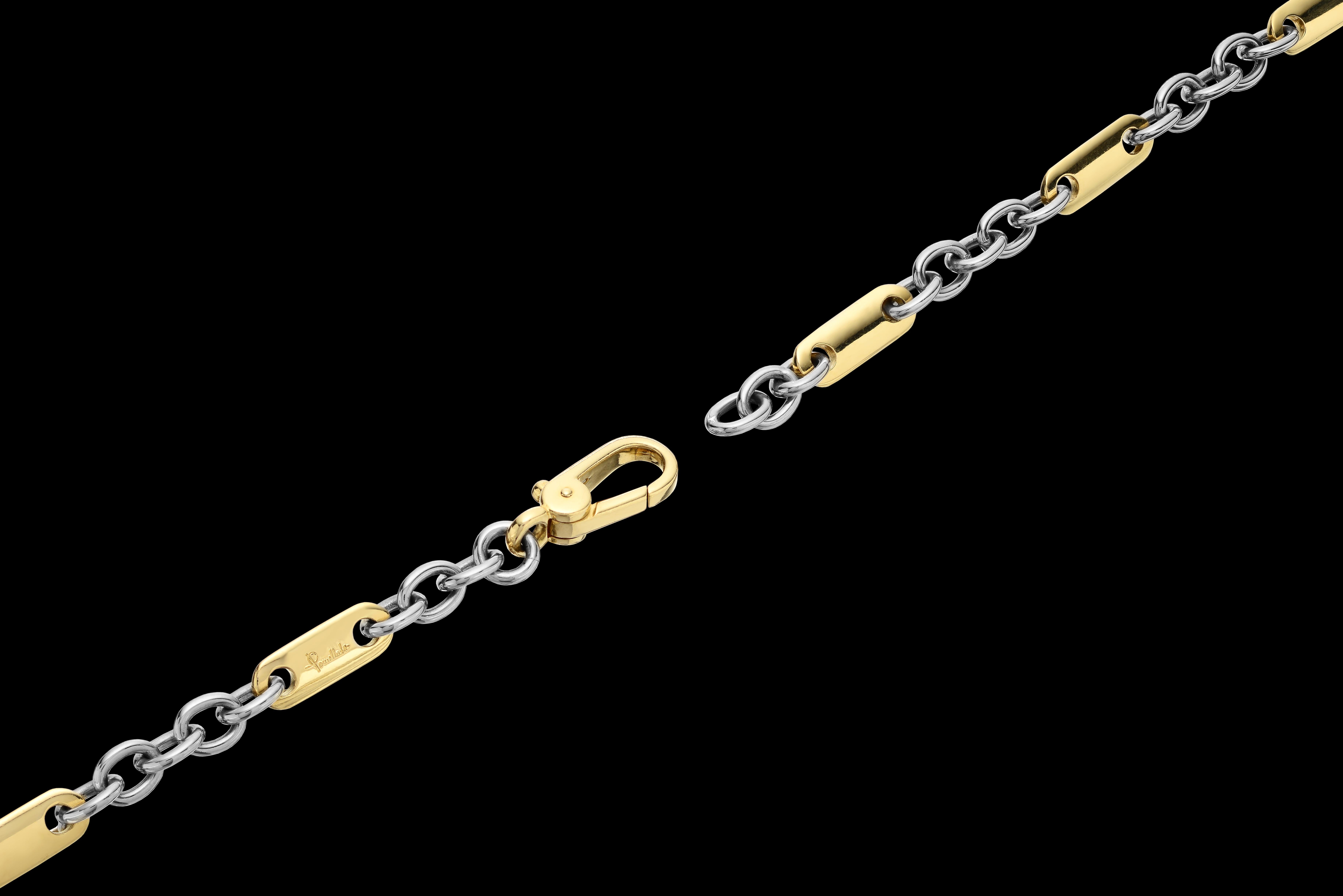 Women's or Men's Designer Pomellato Chain/Necklace in 18K Bimetal white & Gold for Ladies/Gents