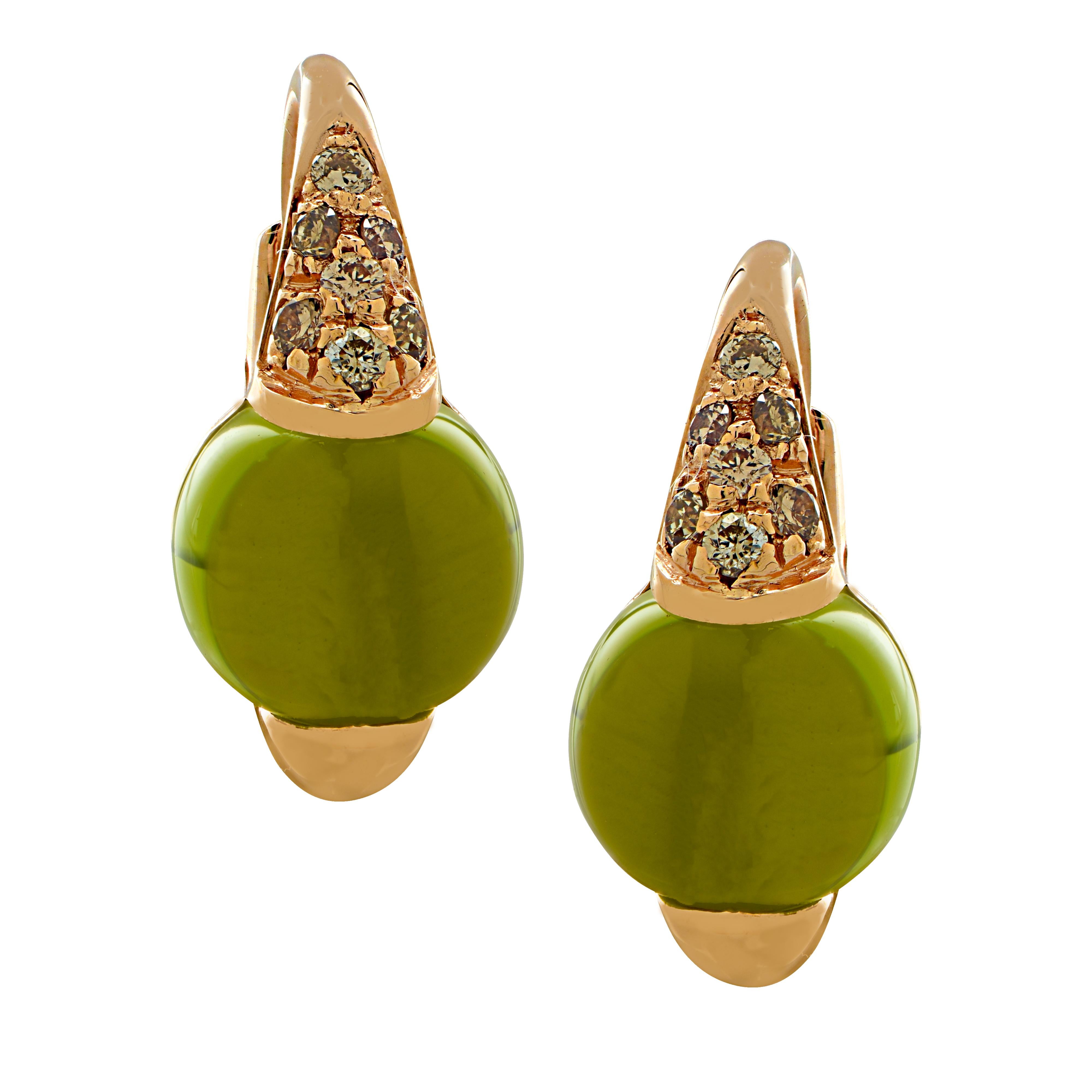 Cabochon Pomellato Italy M'ama Non M'ama Peridot Earrings