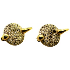 Pomellato Italy Yellow 18 Karat Gold Diamonds 1.00 Carat Earrings Pomellato Italy Yellow 18 Karat Gold Diamonds 1.00 Carat Earrings